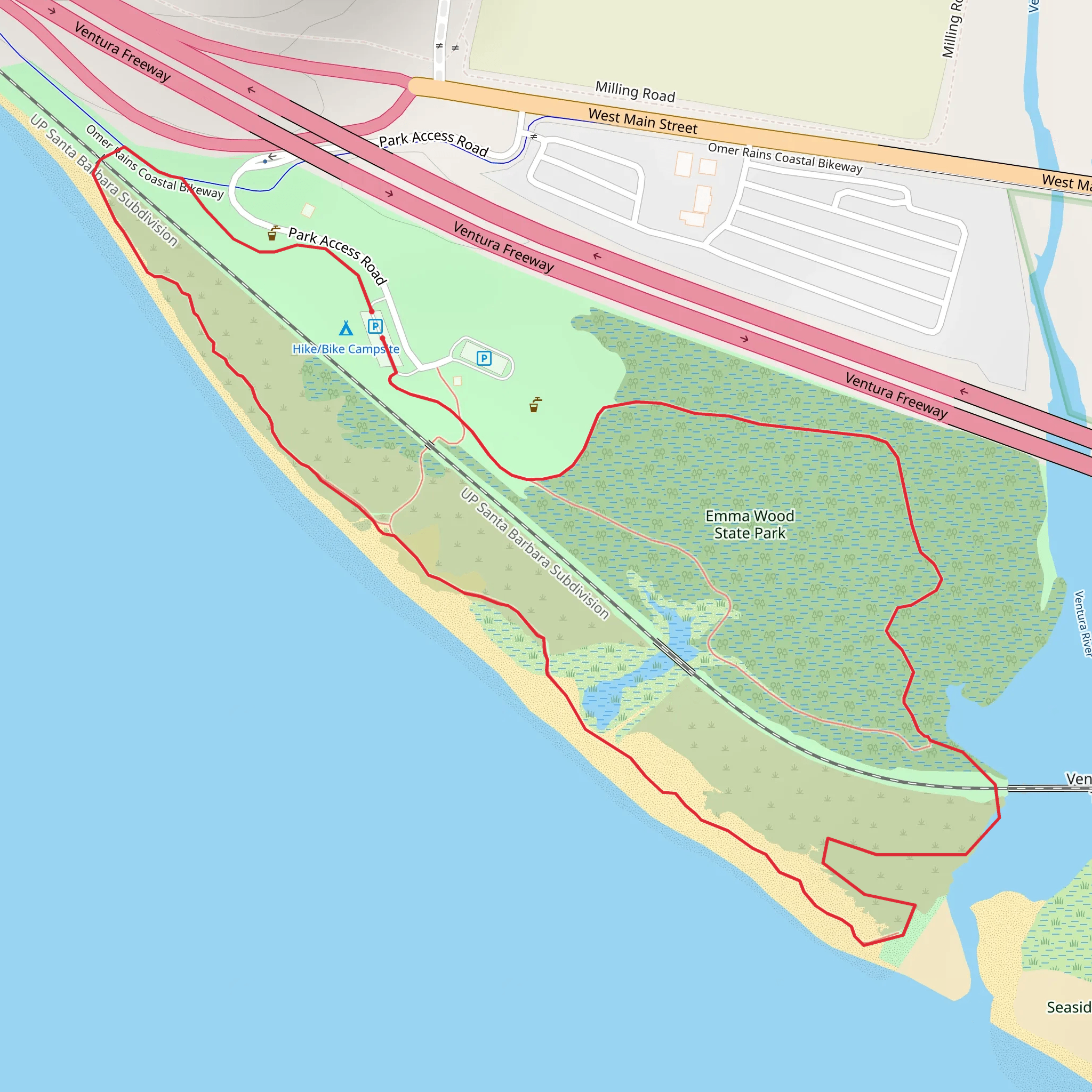 Emma Wood State Park Loop mobile static map