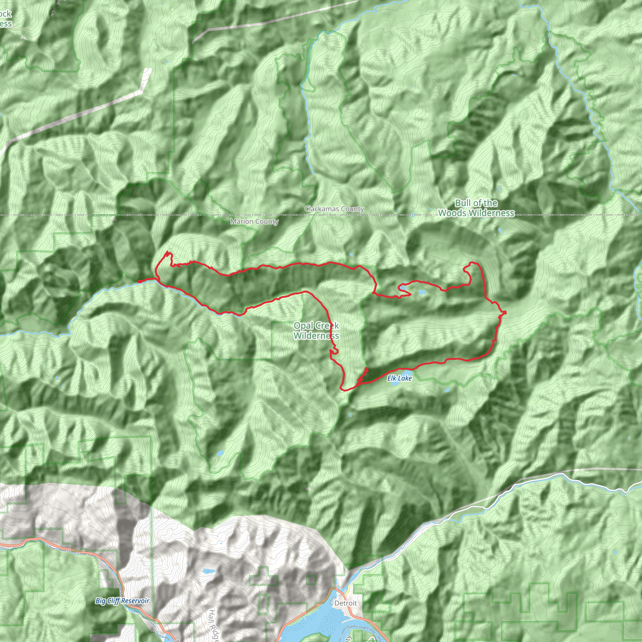 Whetstone Mountain, Battle Ax Mountain via Whetstone Trail and Elk Lake Creek Loop Trail mobile static map