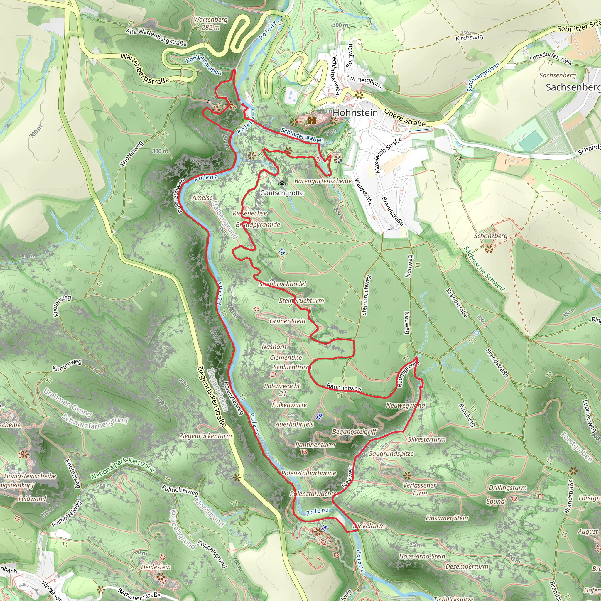 Polenz via Malerwg and Tk9 Sebnitztalweg mobile static map