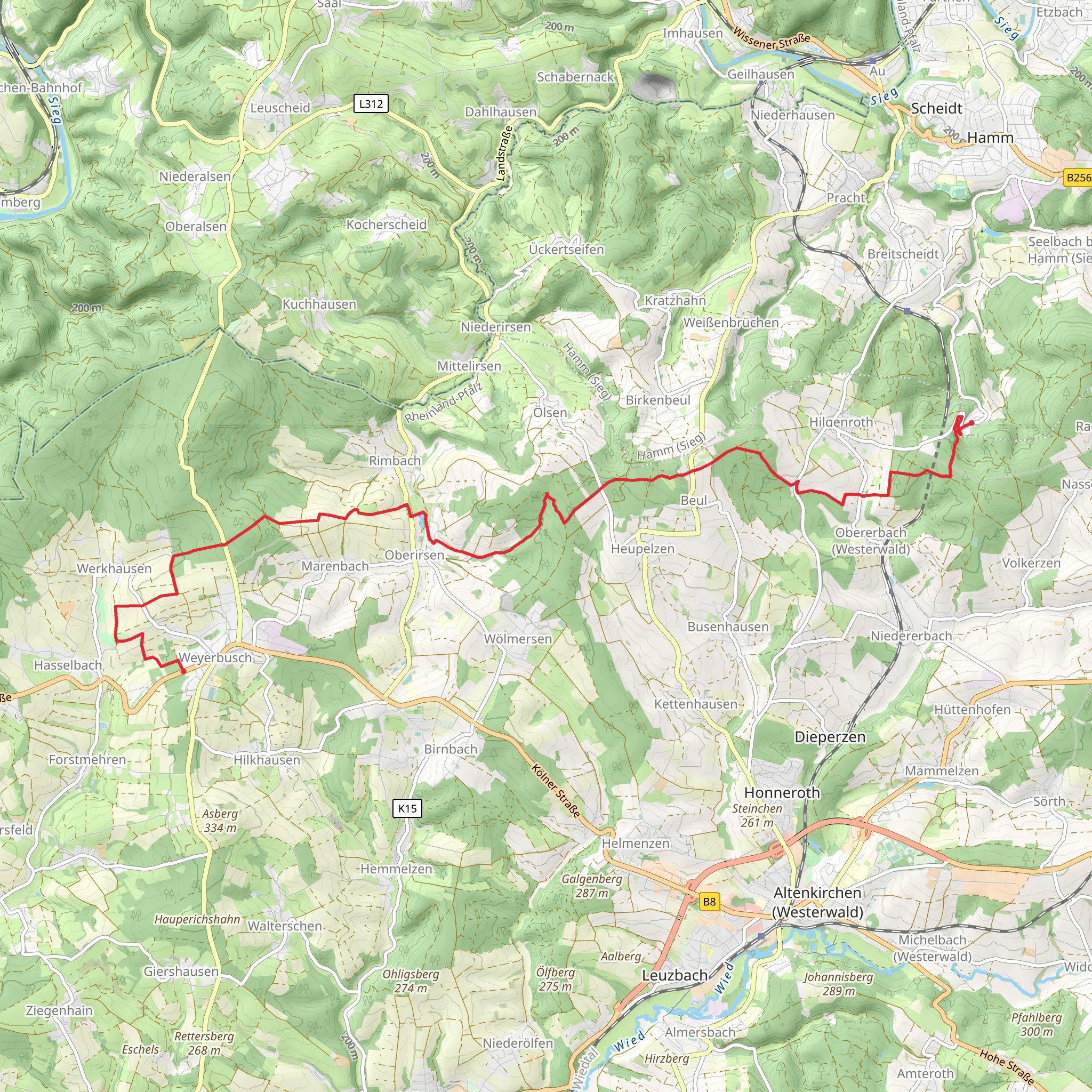 Marienthal to Weyerbusch Walk mobile static map