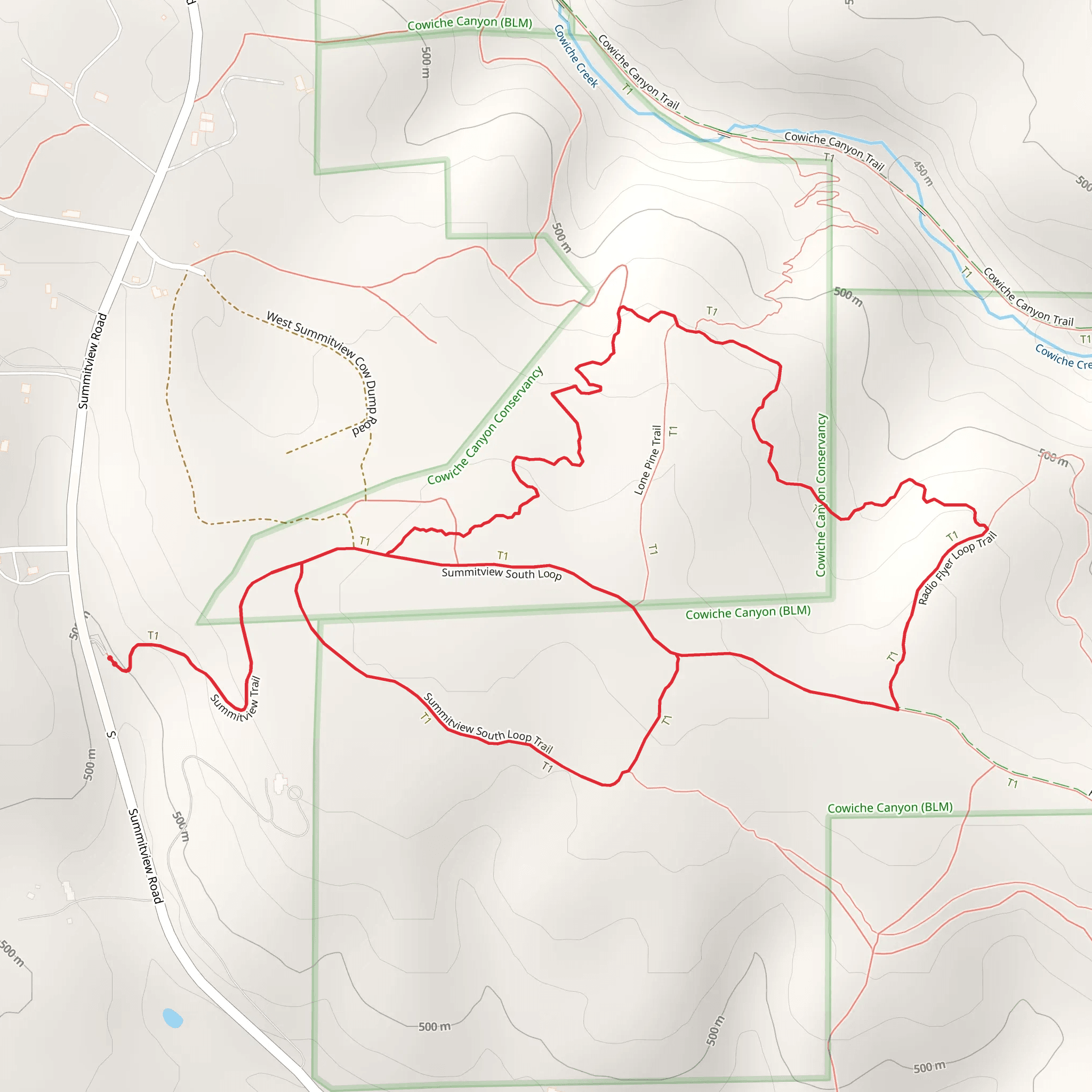 Summitview South Loop and Radio Flyer Loop Trail mobile static map