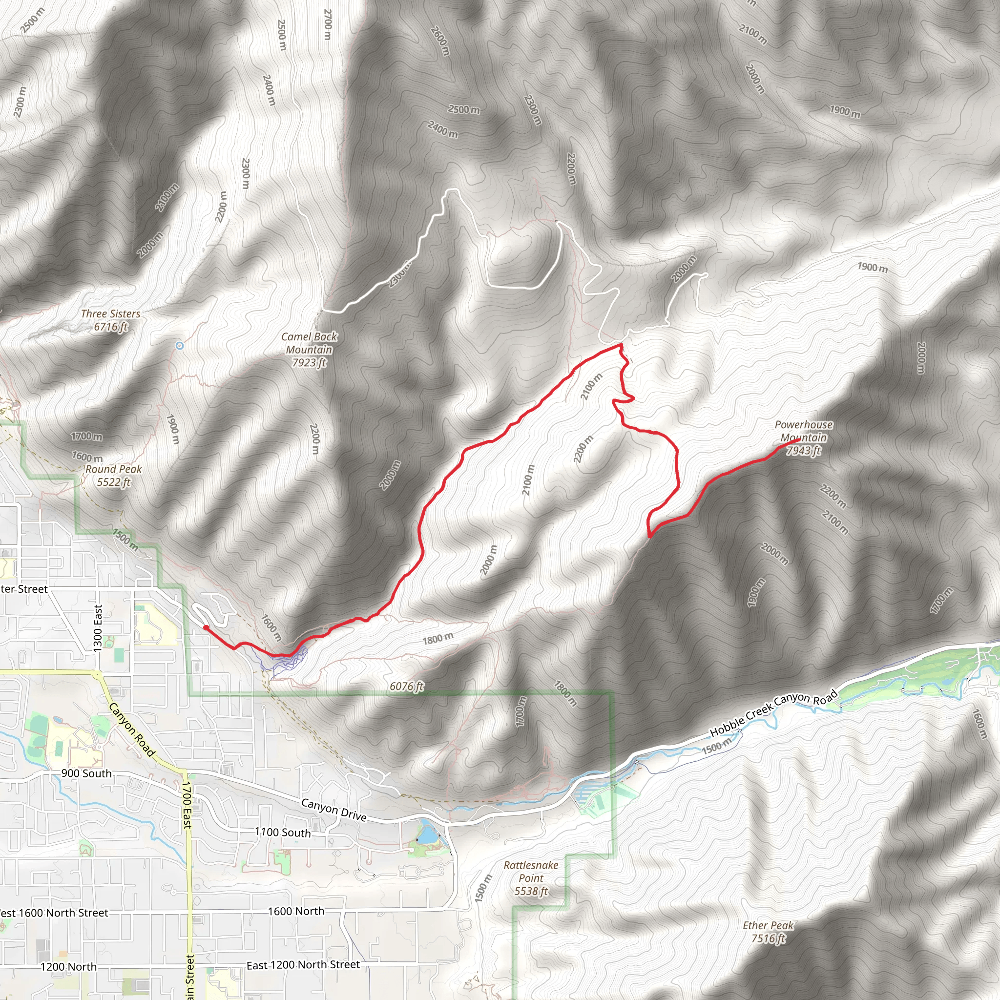 Powerhouse Mountain via Spring Canyon Trail mobile static map