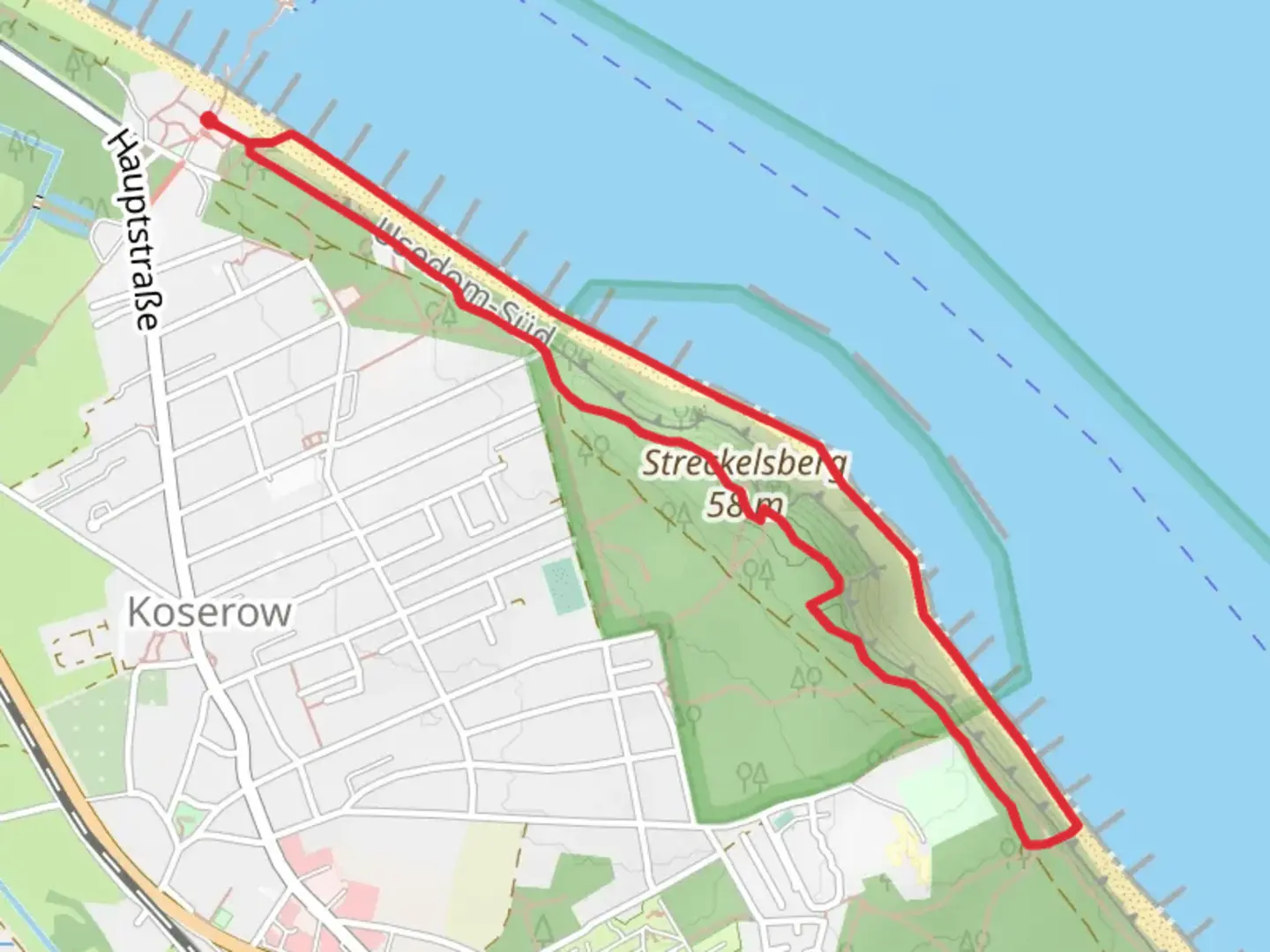 An image depicting the trail Streckelsberg Loop and its surrounding area.