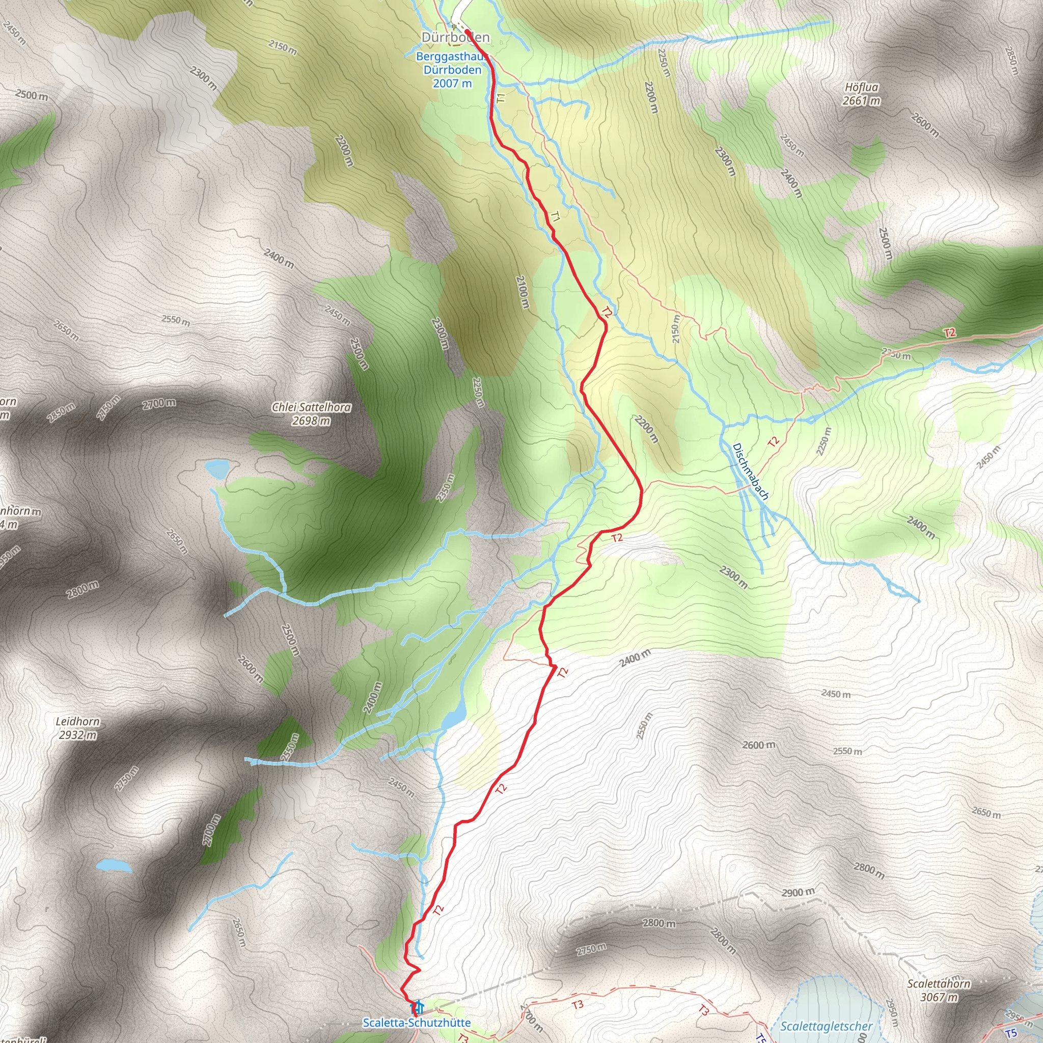 Durrboden to Scaletta Pass mobile static map