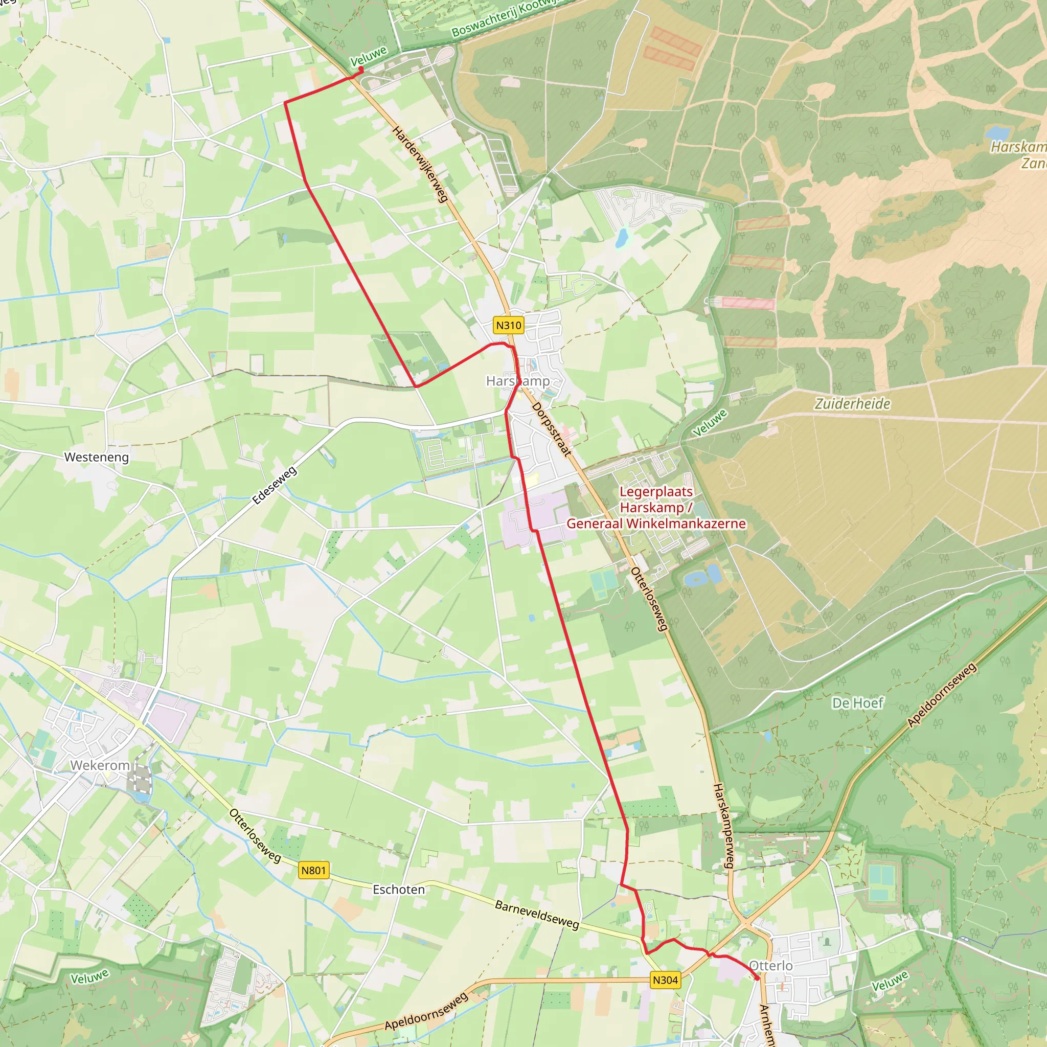 Veentje to Otterlo via Molen Weg mobile static map
