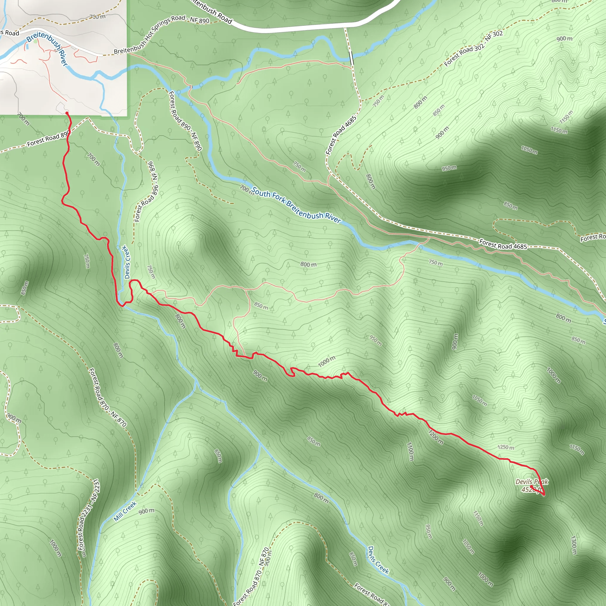 Devil's Peak Trail - Breitenbush mobile static map