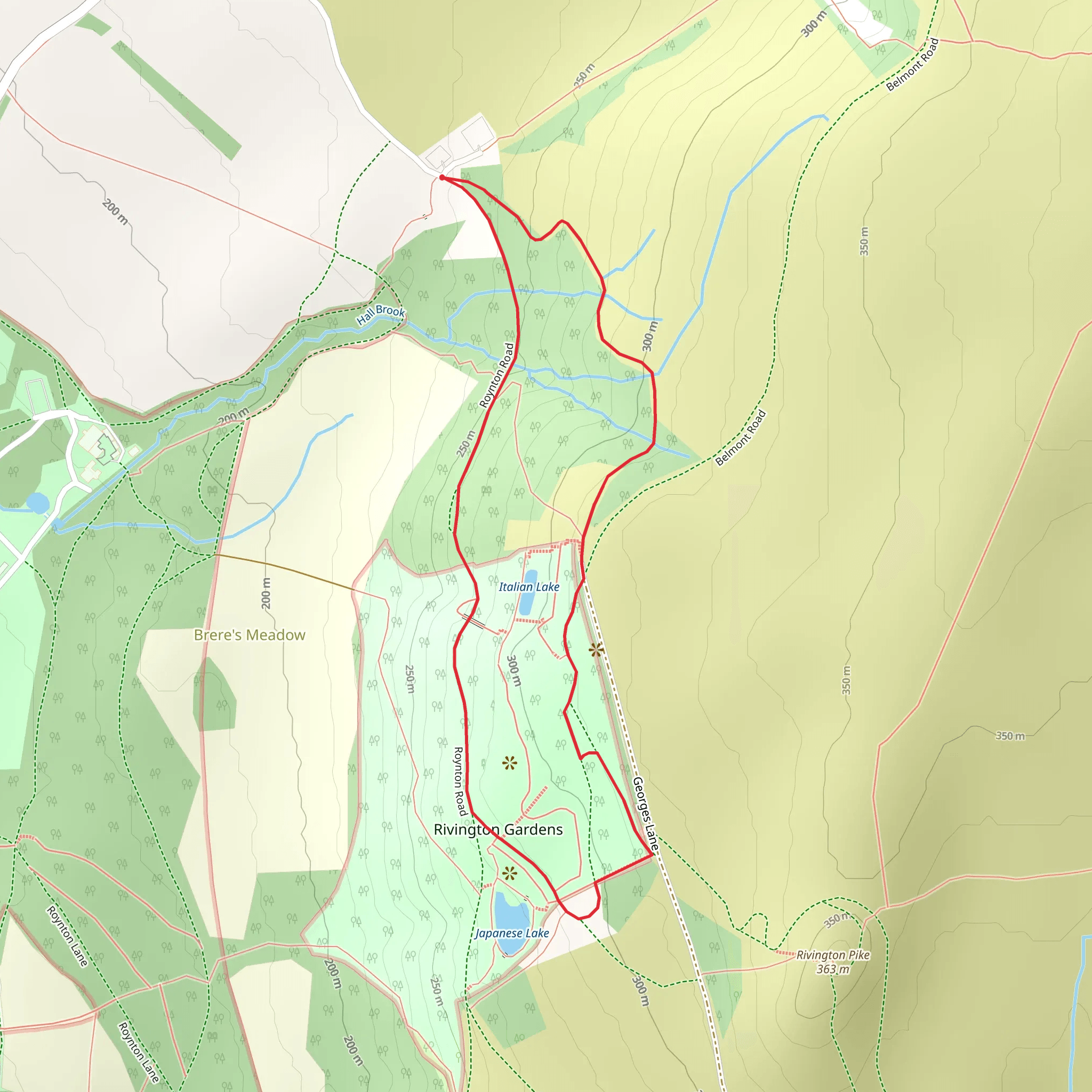 Rivington Terraced Gardens Loop mobile static map