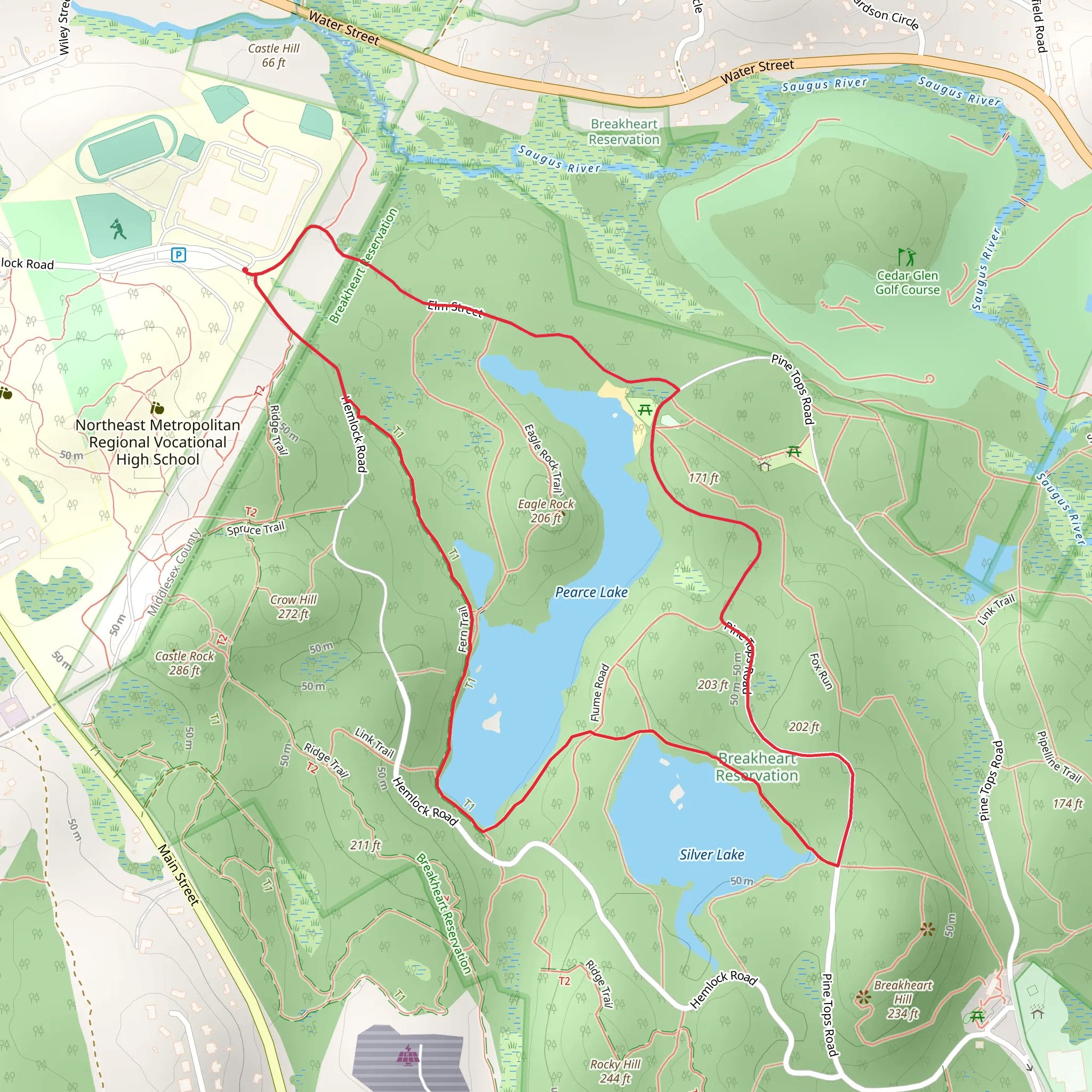 Eagle Rock and Pearce Lake Loop Trail mobile static map