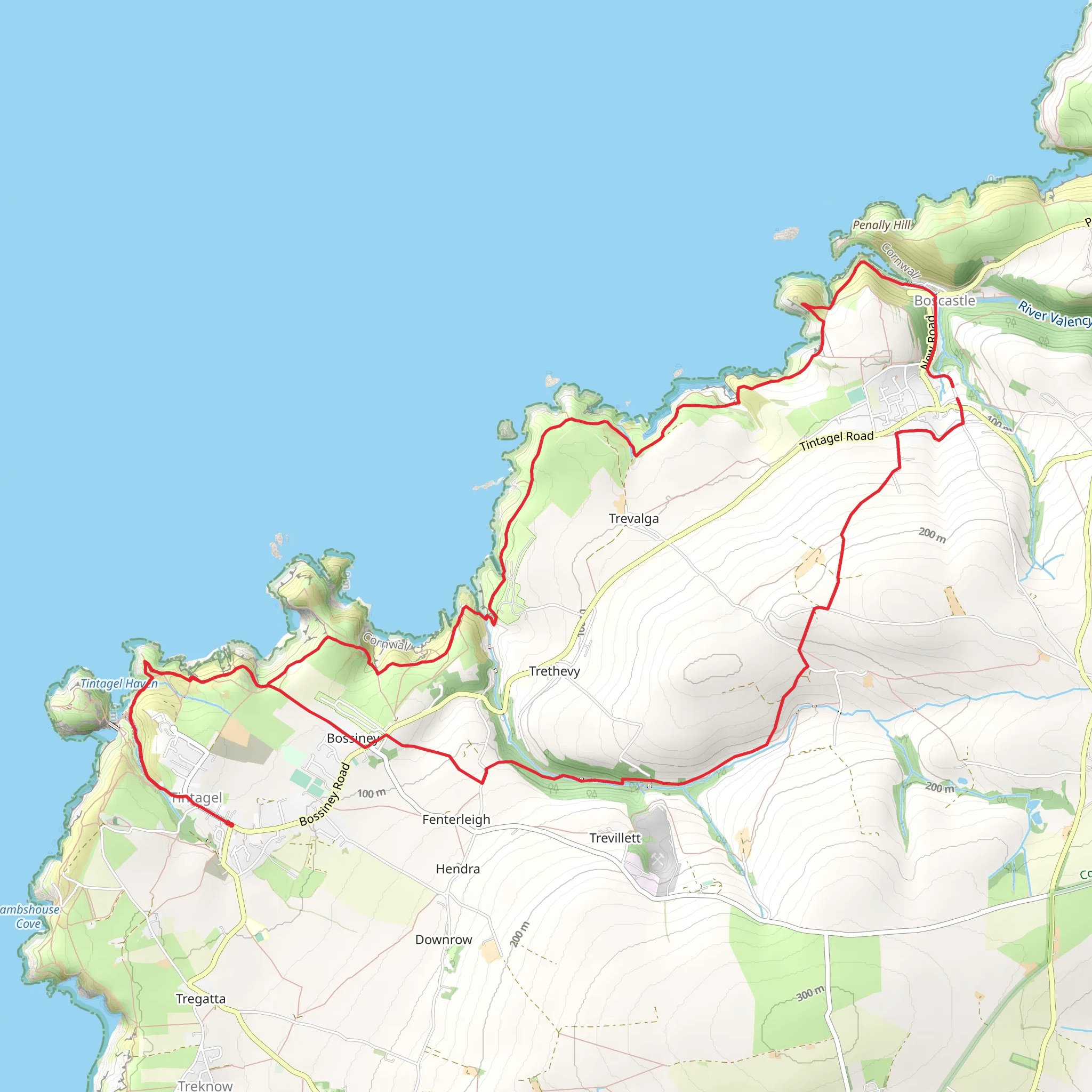Tintagel to Boscastle mobile static map
