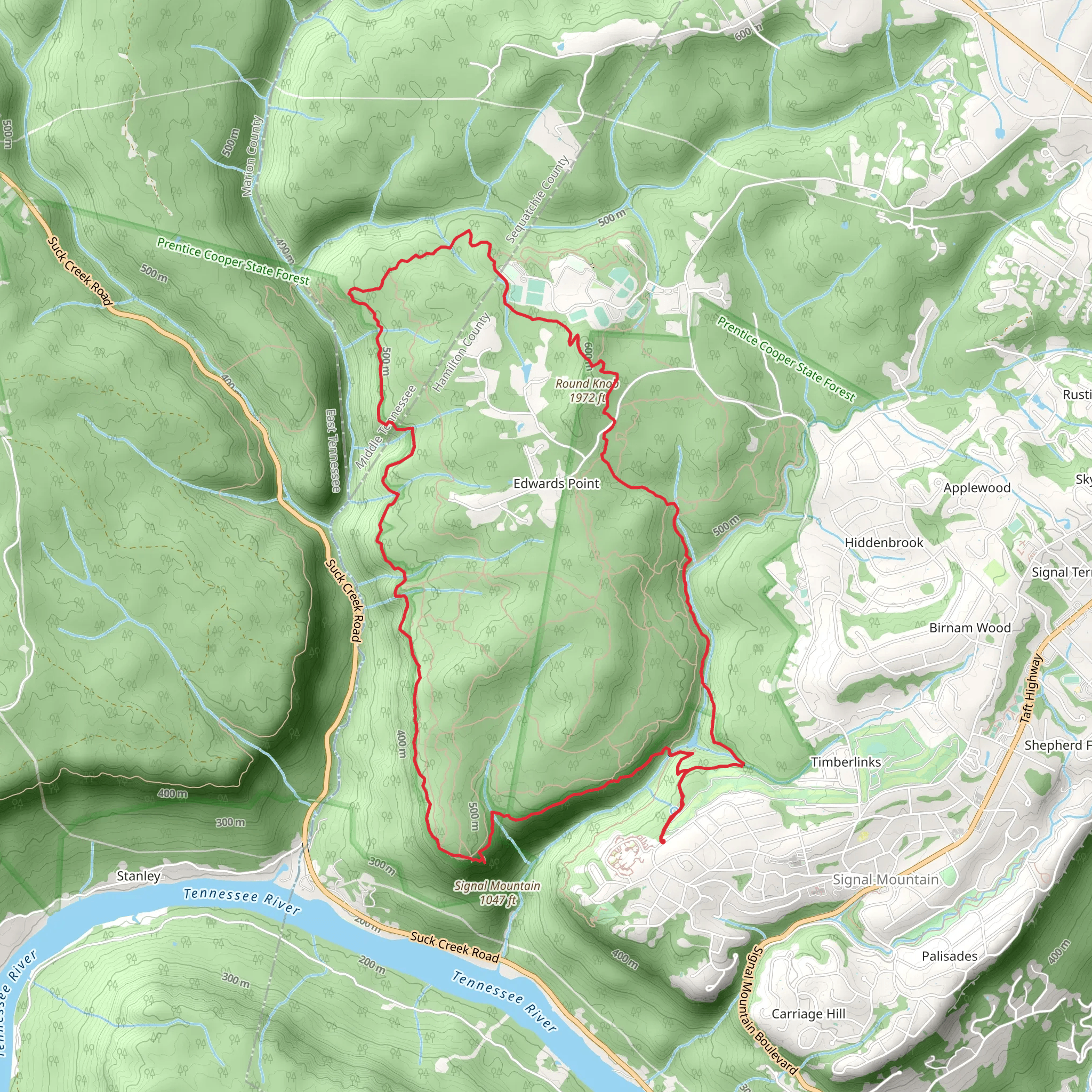 Signal Point, Orange and Bee Branch Loop Trail mobile static map