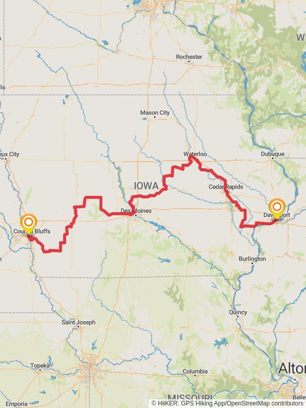 American Discovery Trail - Iowa mobile static map