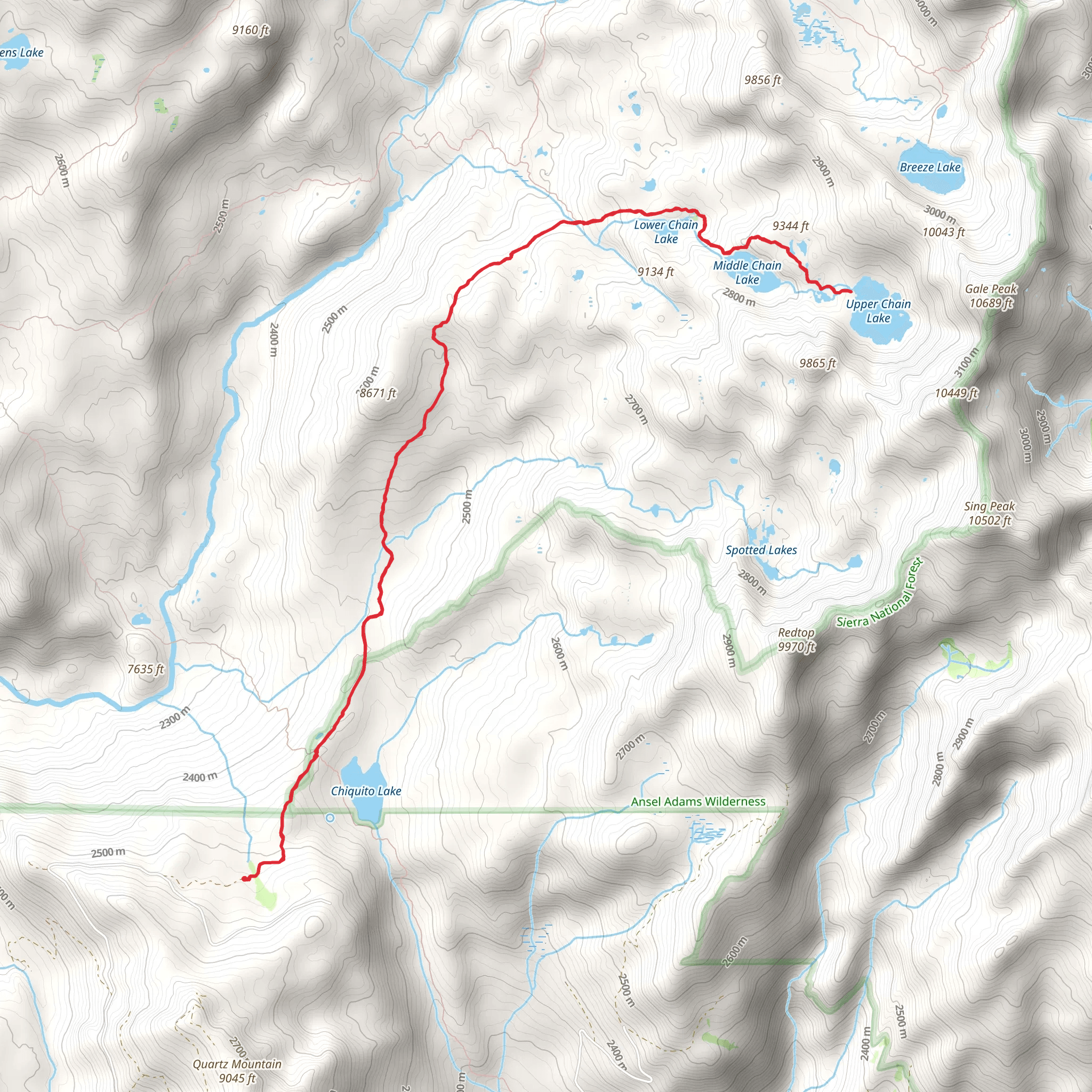 Upper, Middle and Lower Chain Lakes mobile static map