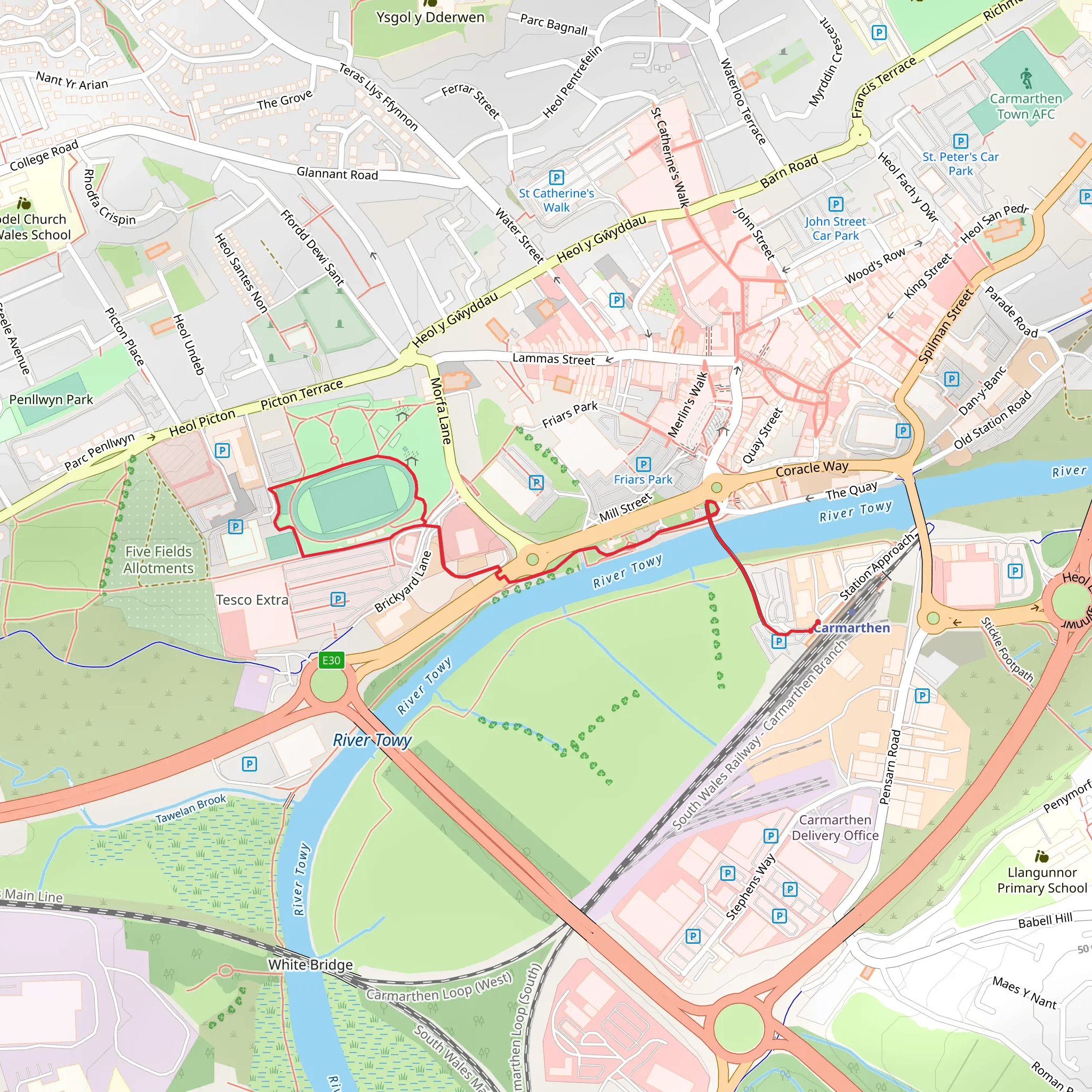 Carmarthen Walk mobile static map