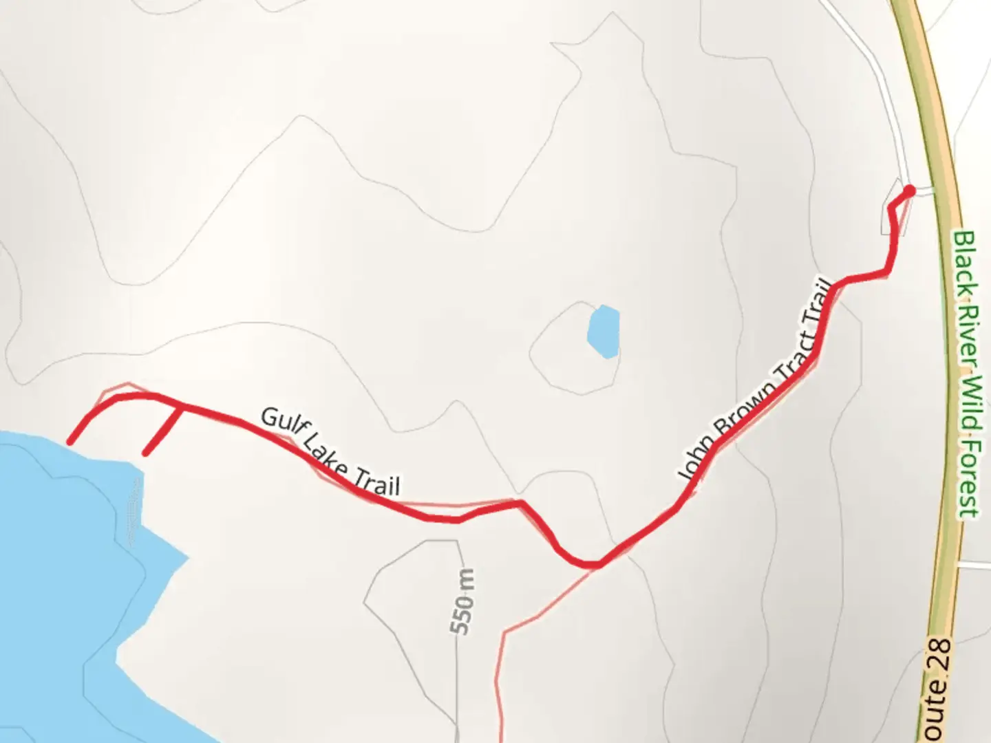 An image depicting the trail Gull Lake from State Highway 28 and its surrounding area.