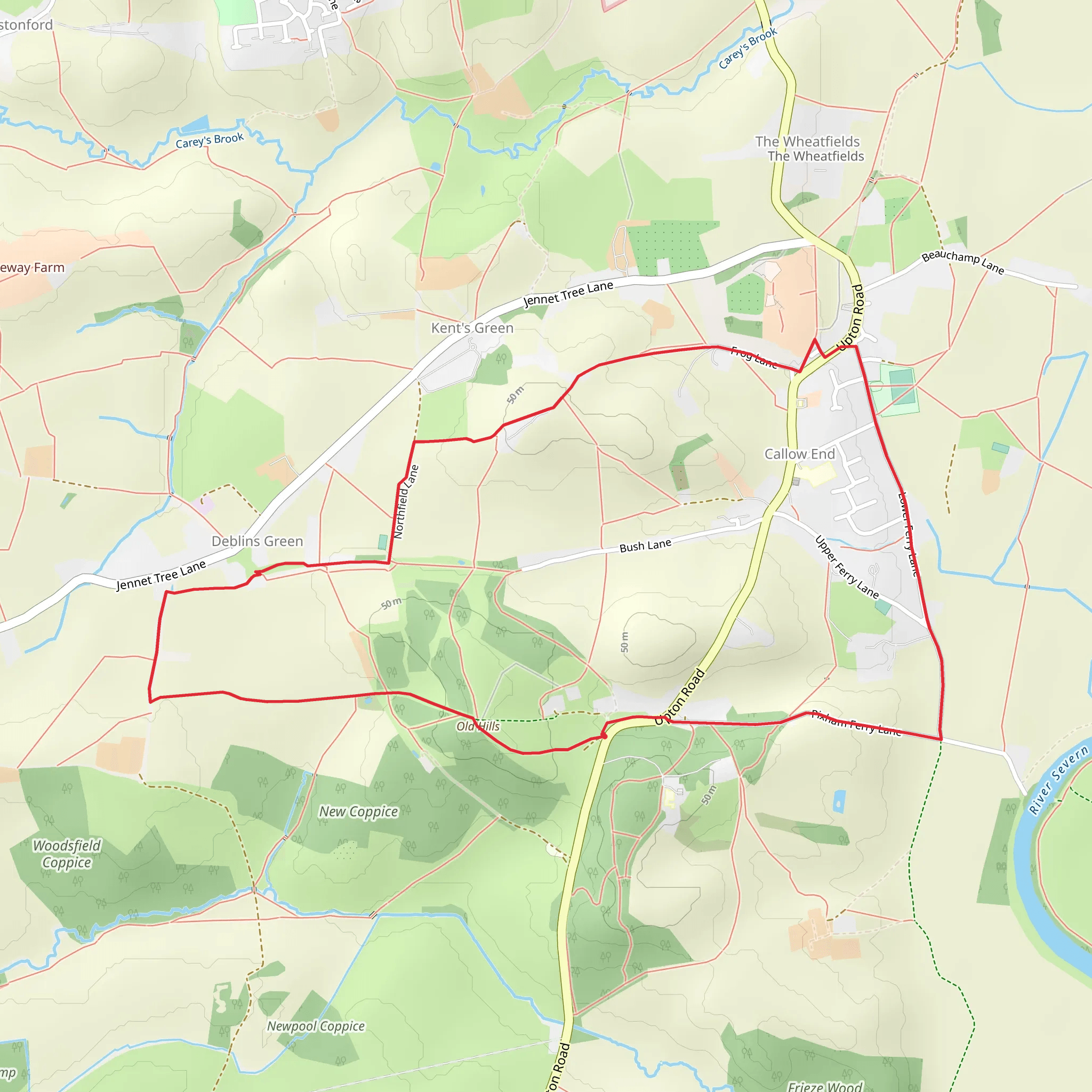 Old Hills and Stanbrook Abbey Loop mobile static map