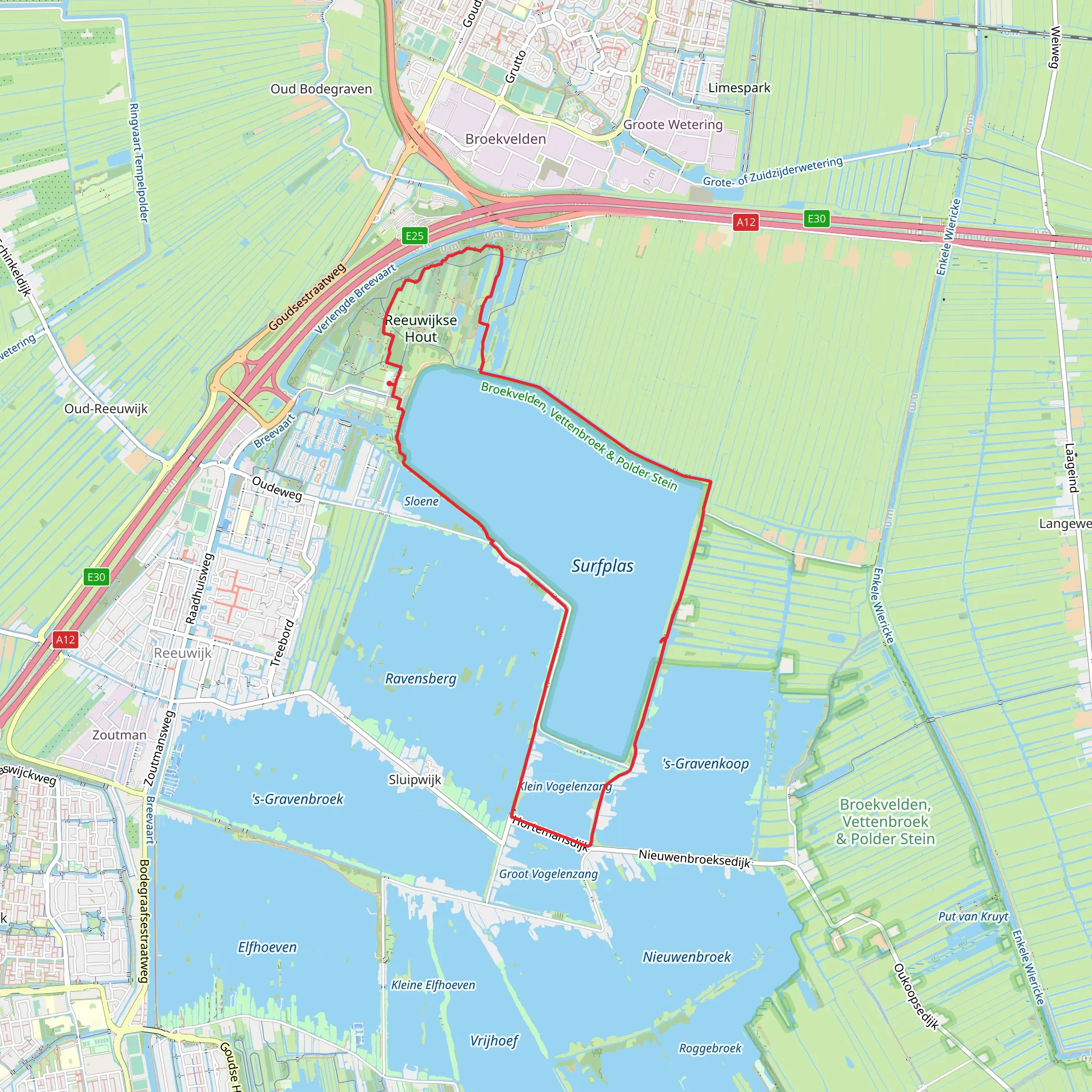 Surfplas and Klein Vogelenzang Loop mobile static map