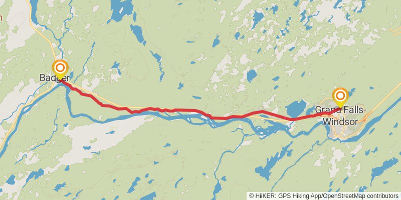 Newfoundland T'railway Trail stage 16 Map