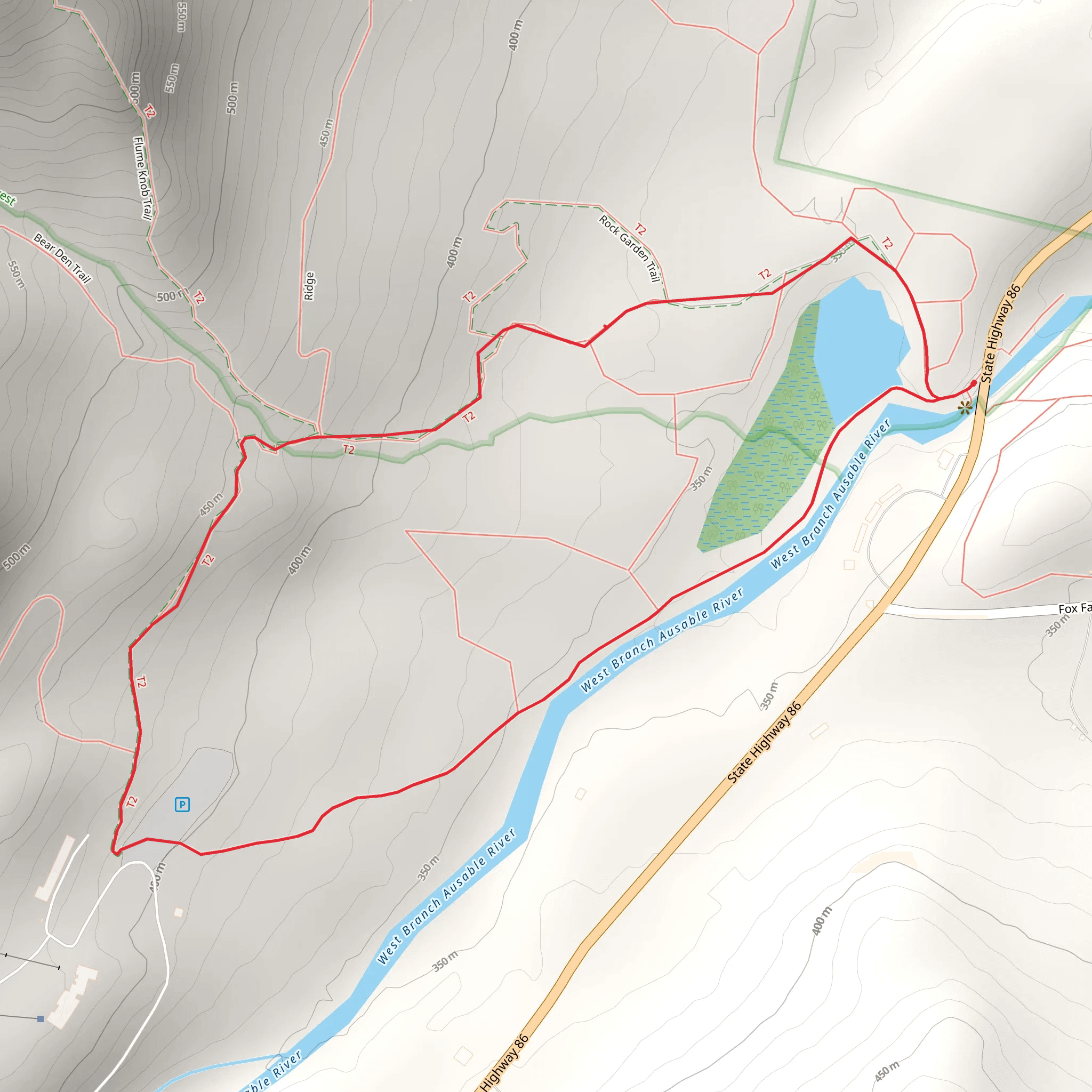 Upper and Lower Ausable River Connector Trail Loop mobile static map