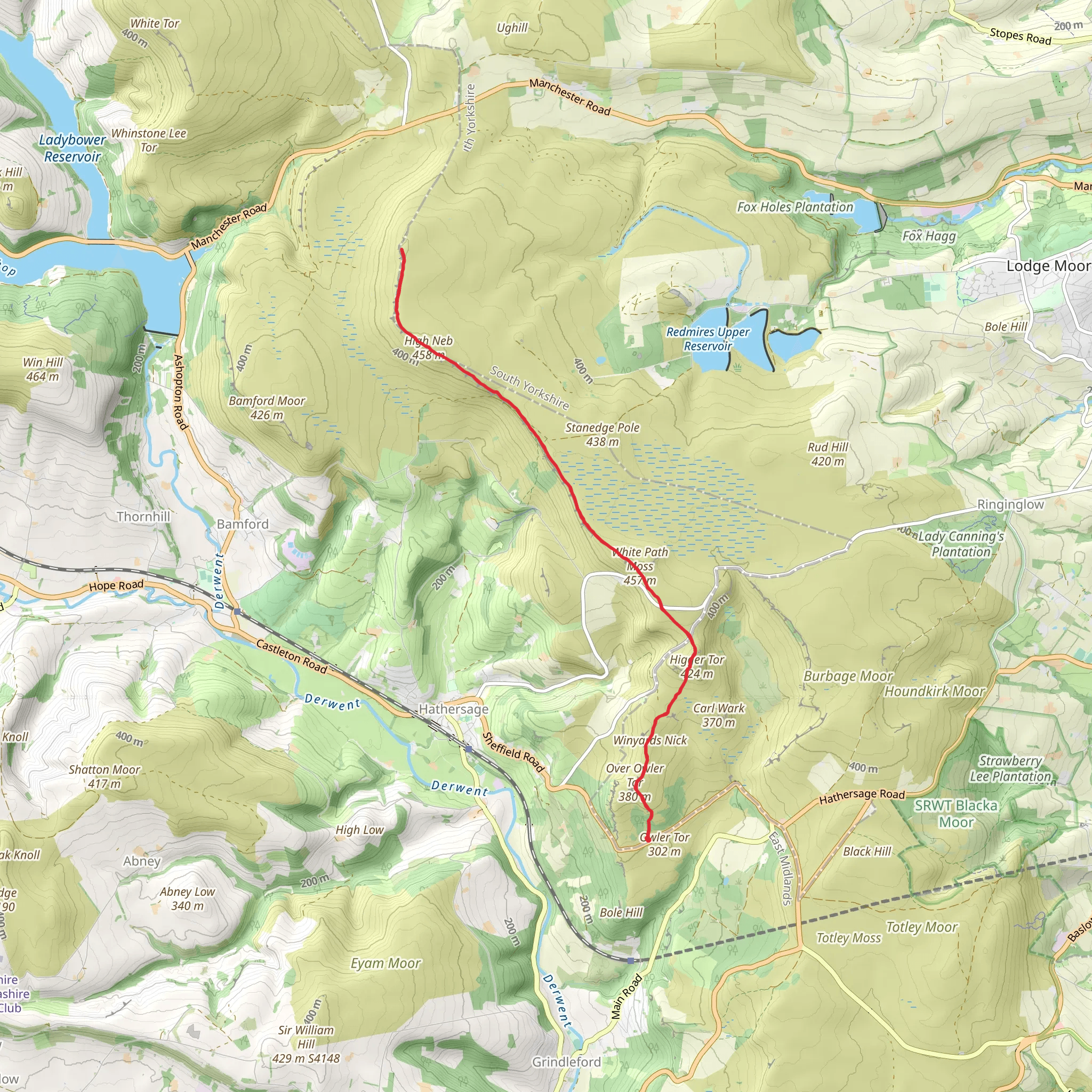 Rivelin Tunnel Observatory Walk via Higger Tor mobile static map