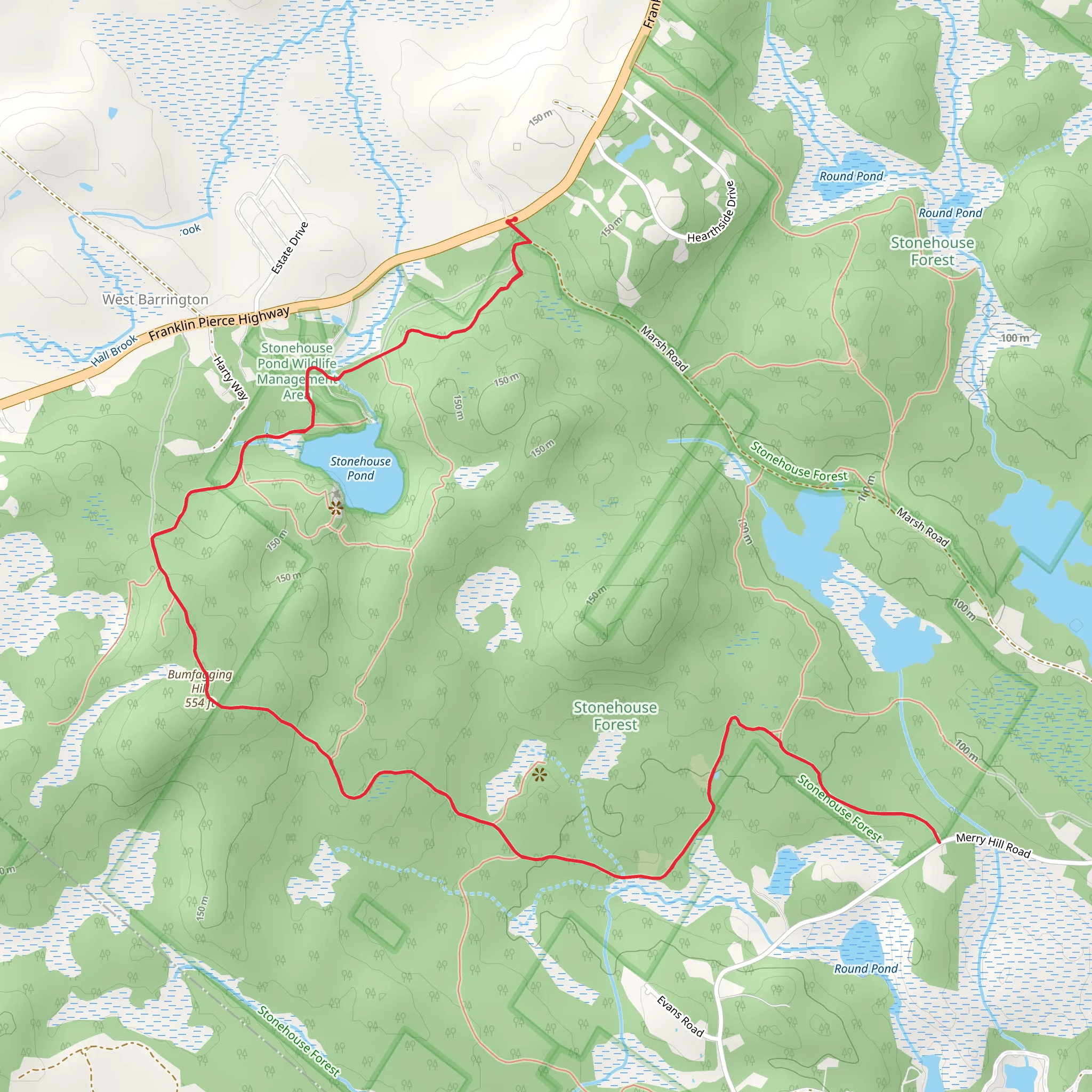Stonehouse Pond and Bumfagging Hill via Locke Trail mobile static map