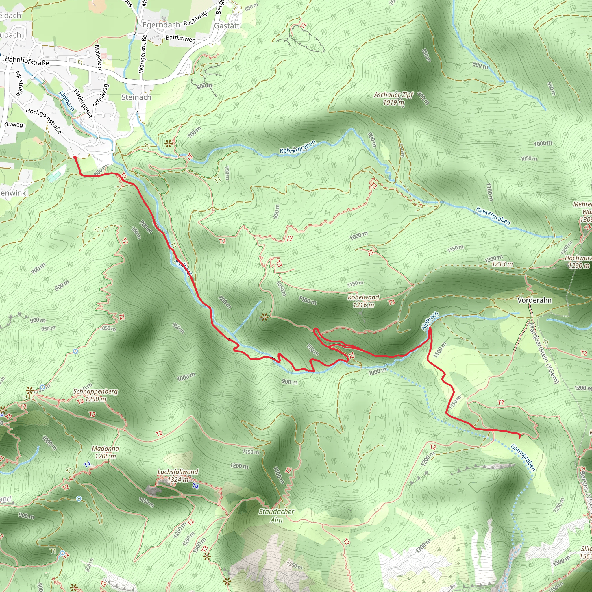 Alplbach and Brachtalm via Wanderweg mobile static map