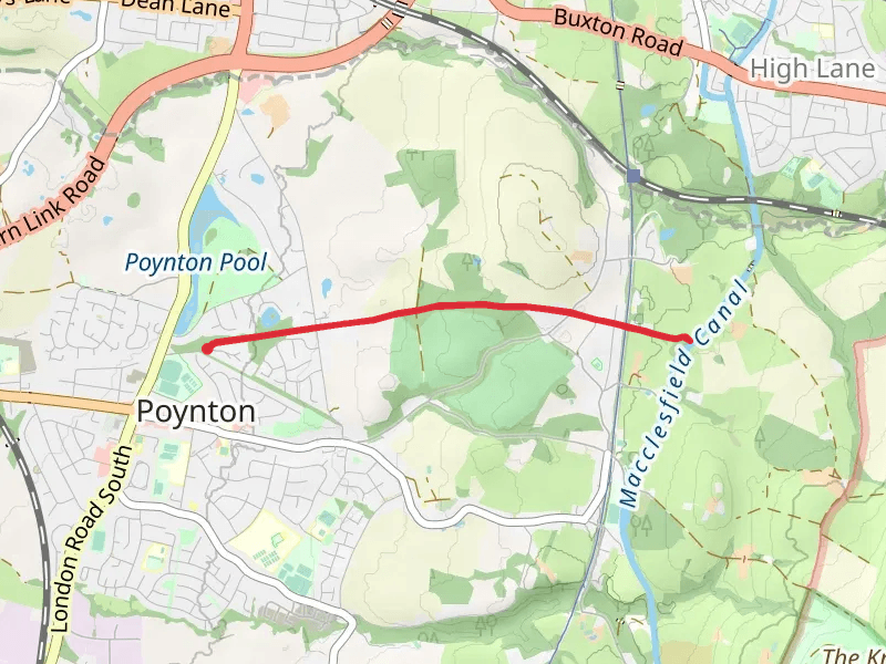 Prince Wood and Macclesfield Canal Walk mobile static map