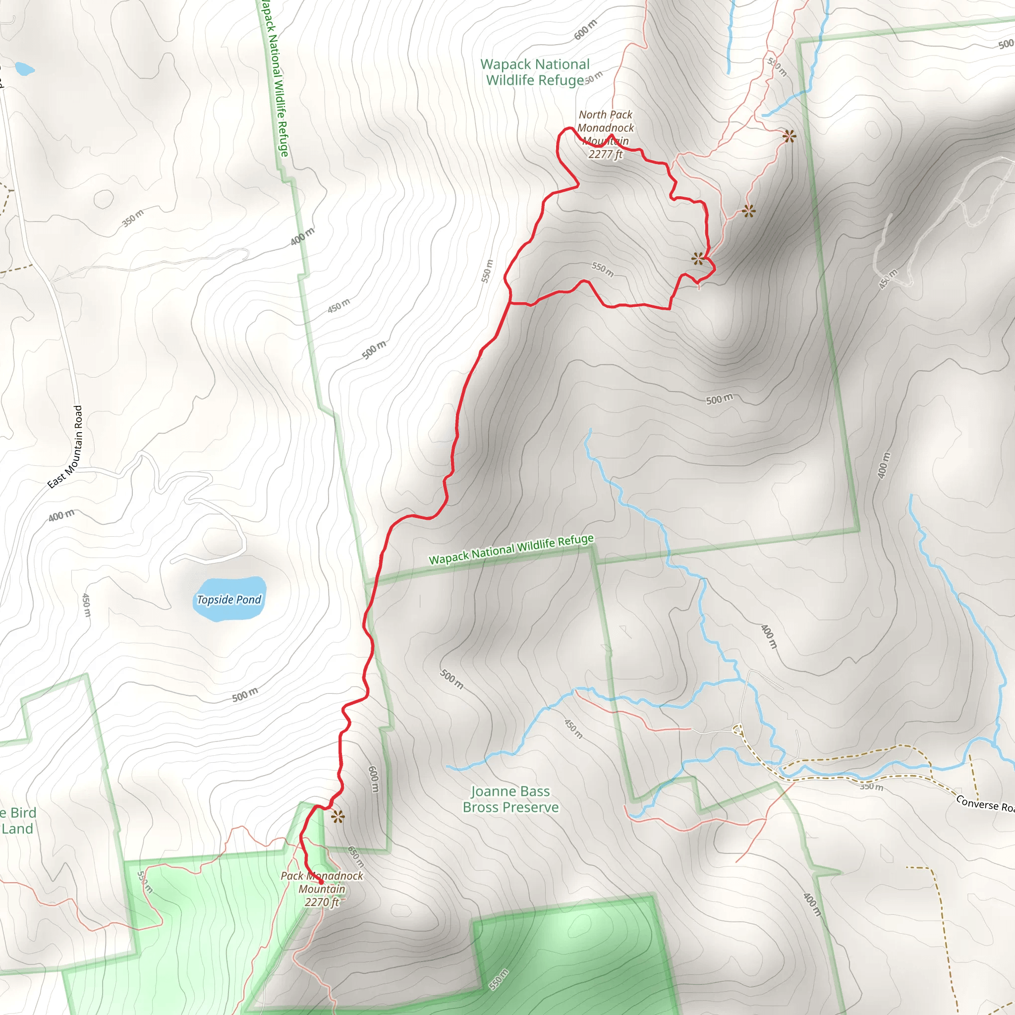 North Pack Monadnock Mountain Trail mobile static map