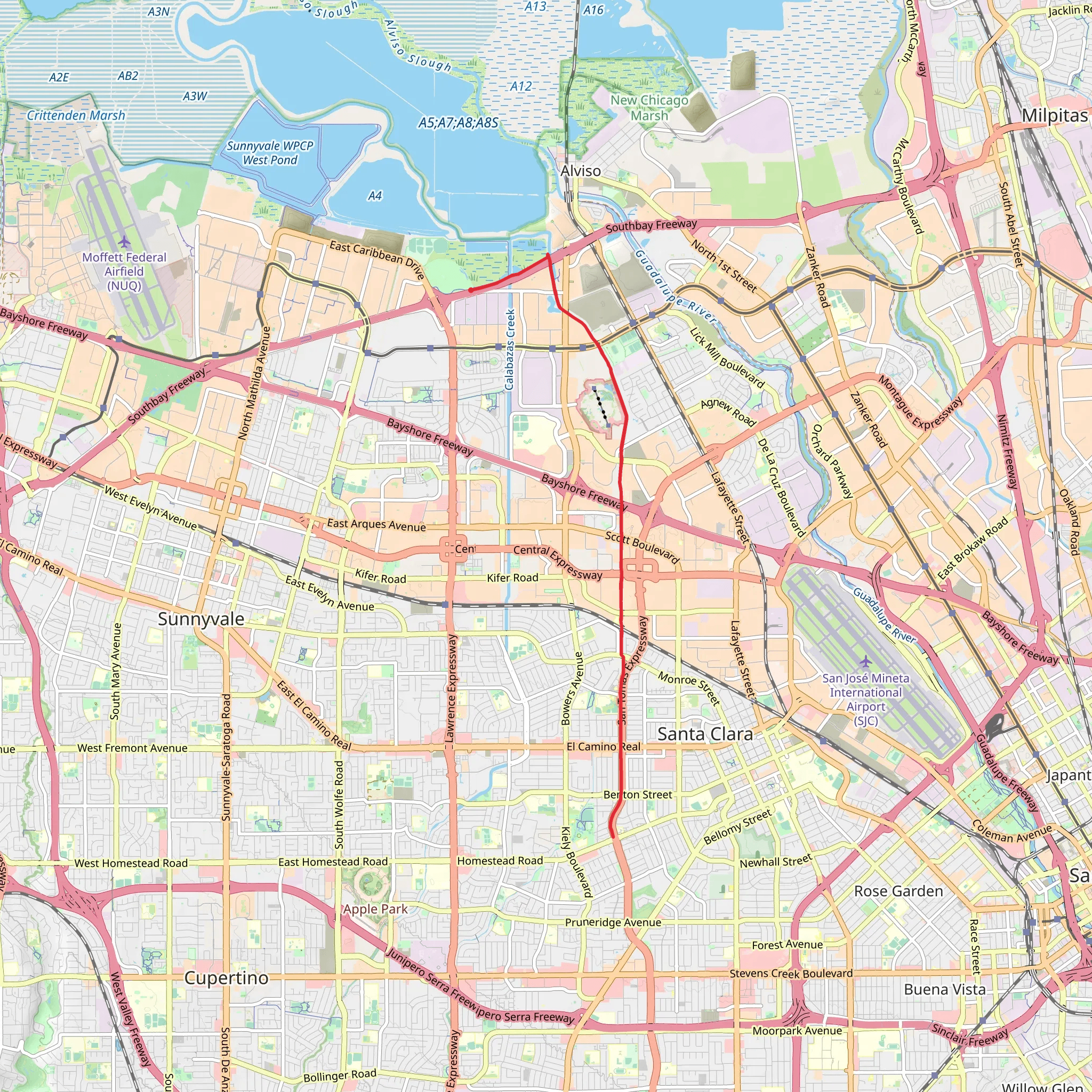 San Tomas Aquino Creek Trail mobile static map