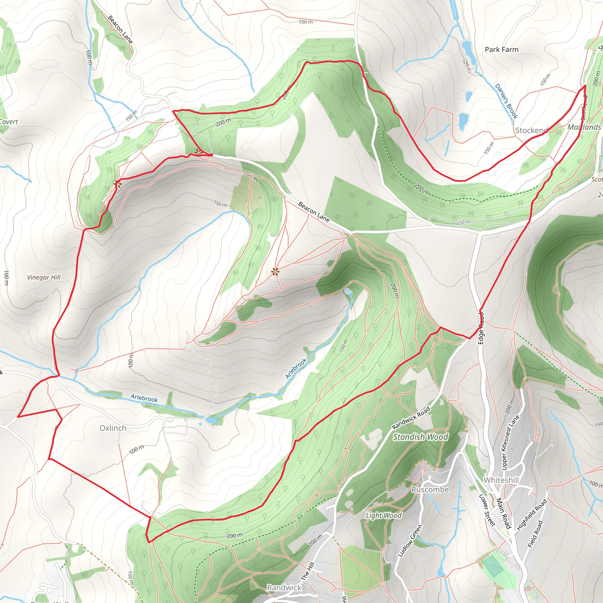 Haresfield Beacon, Standish Wood and Maitlands Wood Loop mobile static map