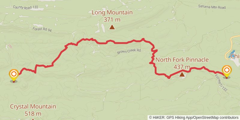 Ouachita National Recreation Trail stage 16 Map