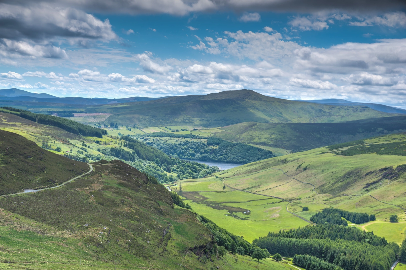 An image depicting the trail Luggala from Ballinastoe Woods and its surrounding area.