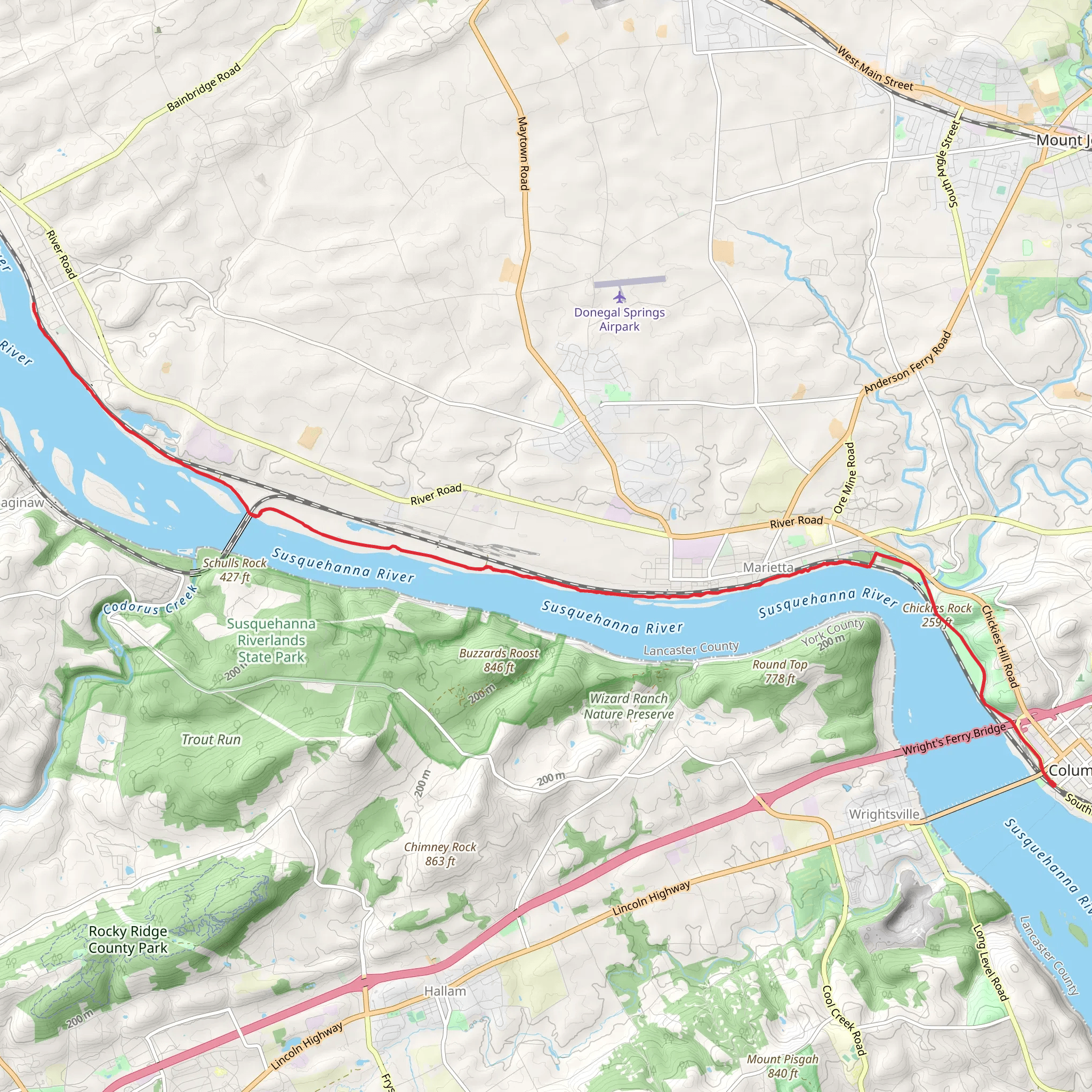 Northwest Lancaster County River Trail mobile static map
