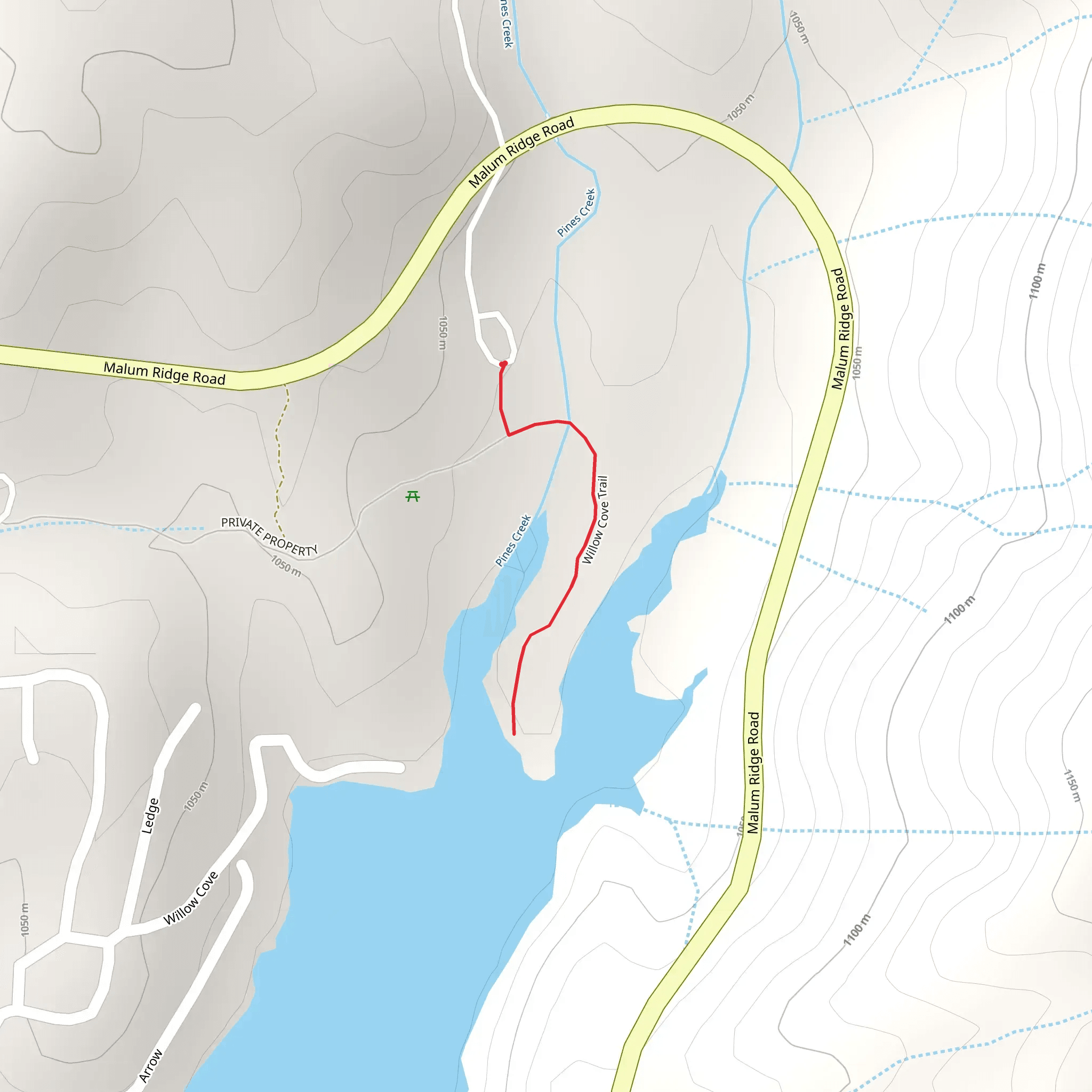 Willow Cove Trail from Malum Ridge Road mobile static map