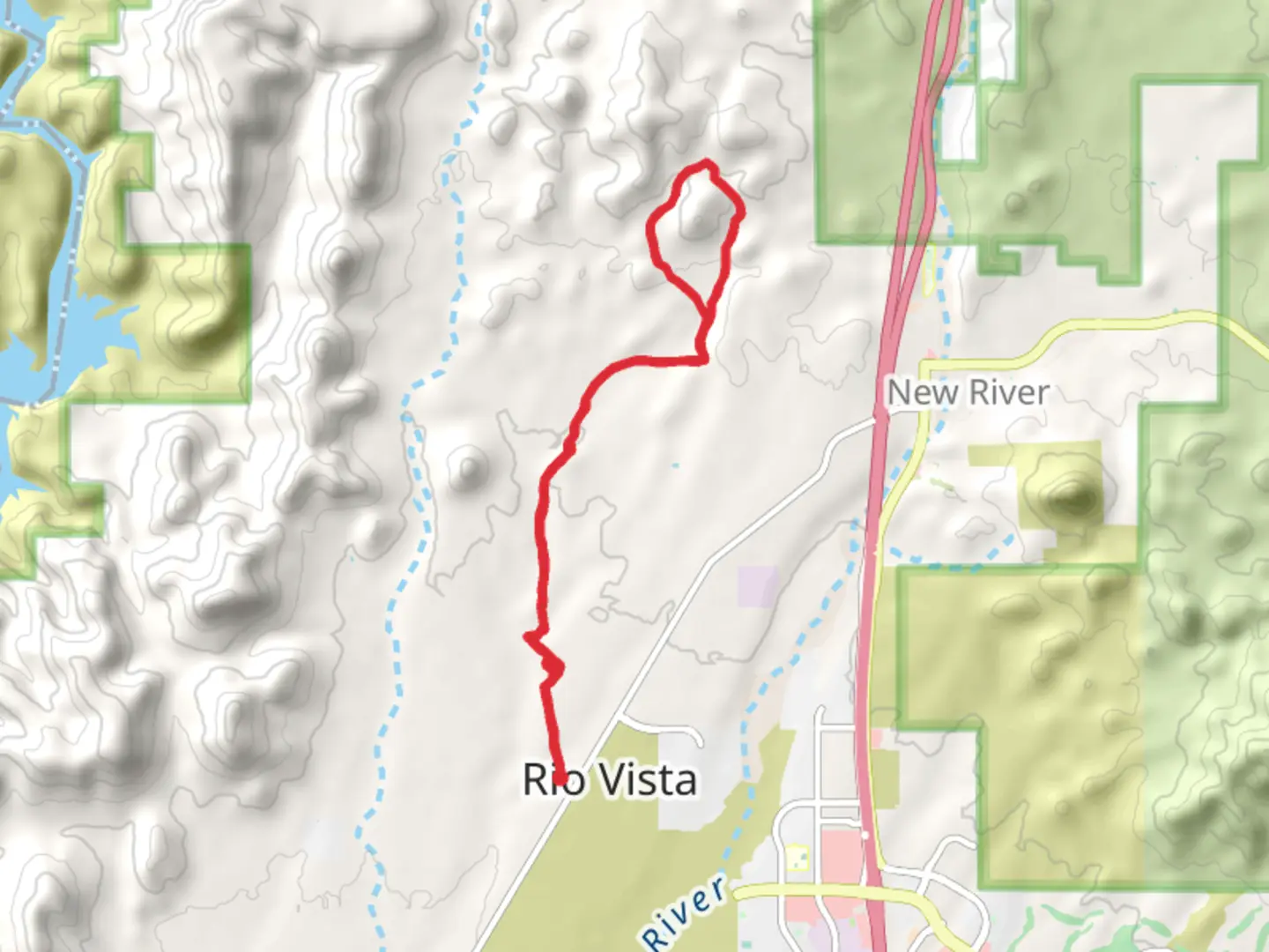 An image depicting the trail Black Canyon Trail from Rio Vista and its surrounding area.