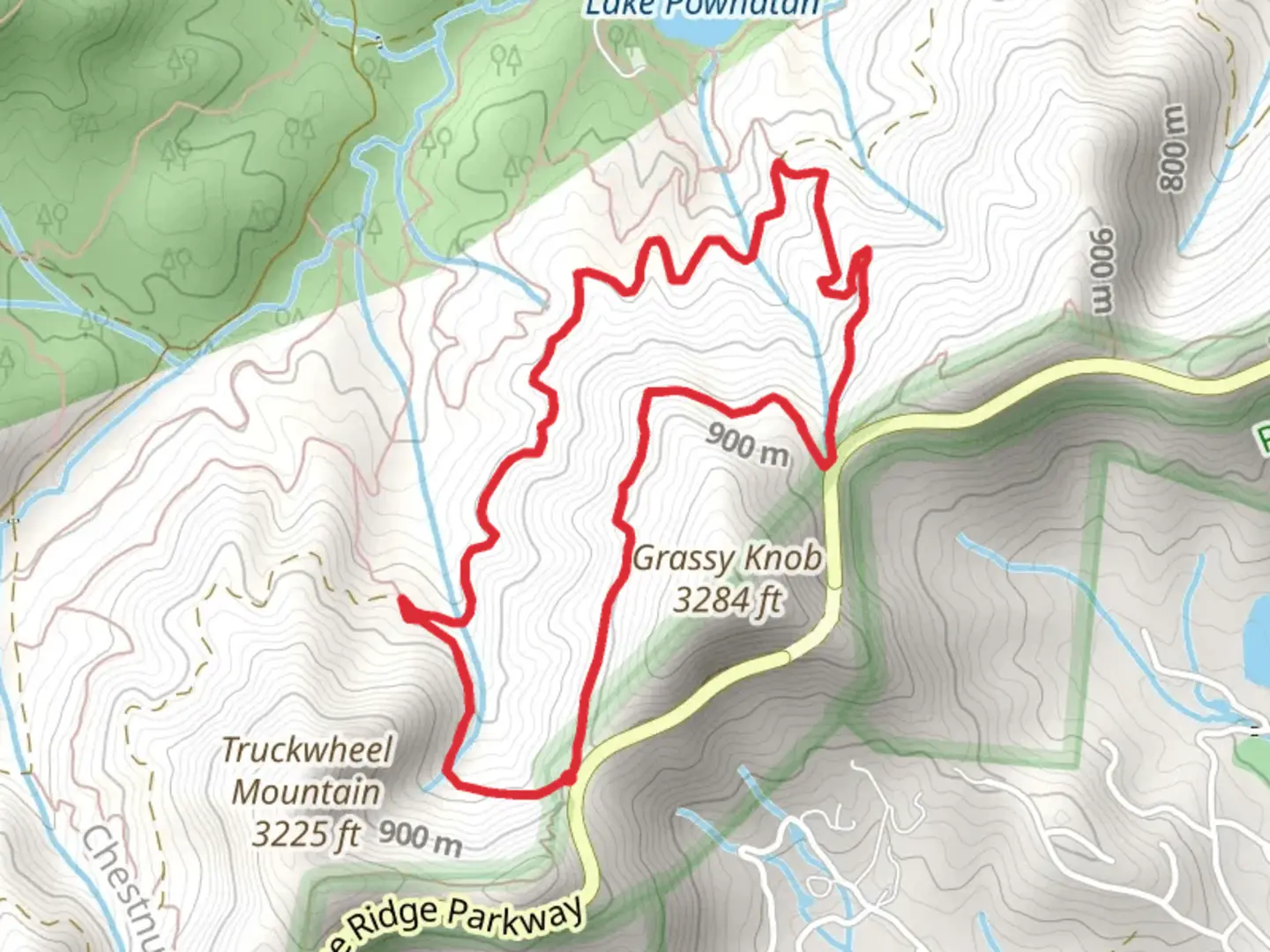 An image depicting the trail Sleepy Gap and Shut in Trail and its surrounding area.