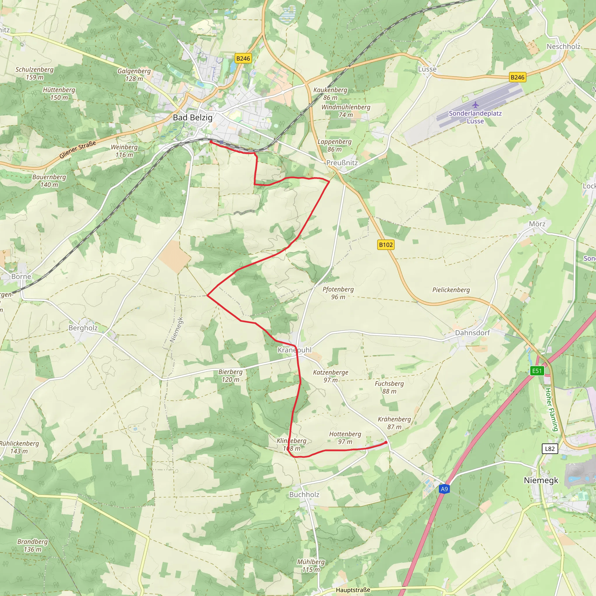 Bad Belzig to Luhnsdorf Walk mobile static map