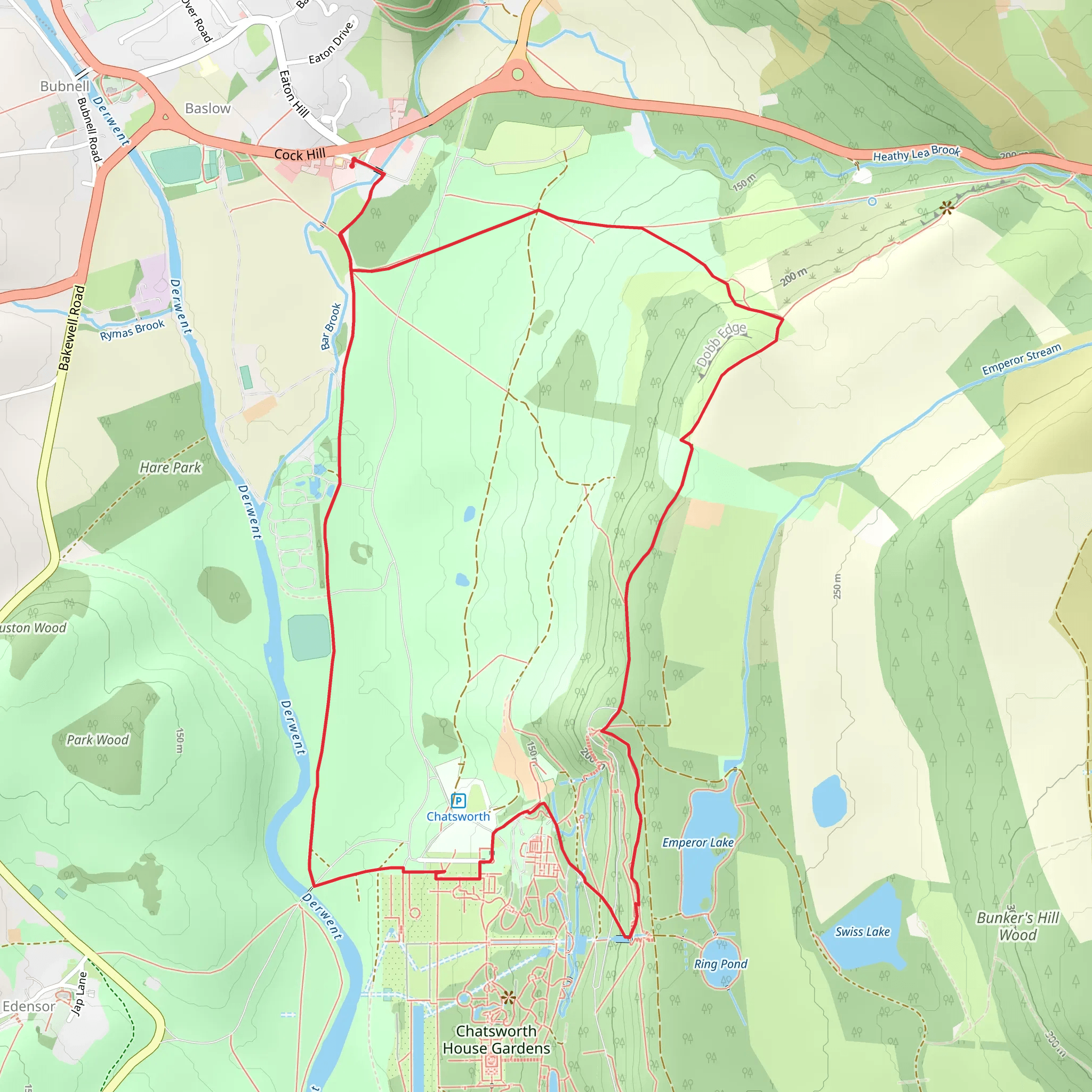 Chatsworth Park and Dobb's Edge Loop from Baslow mobile static map