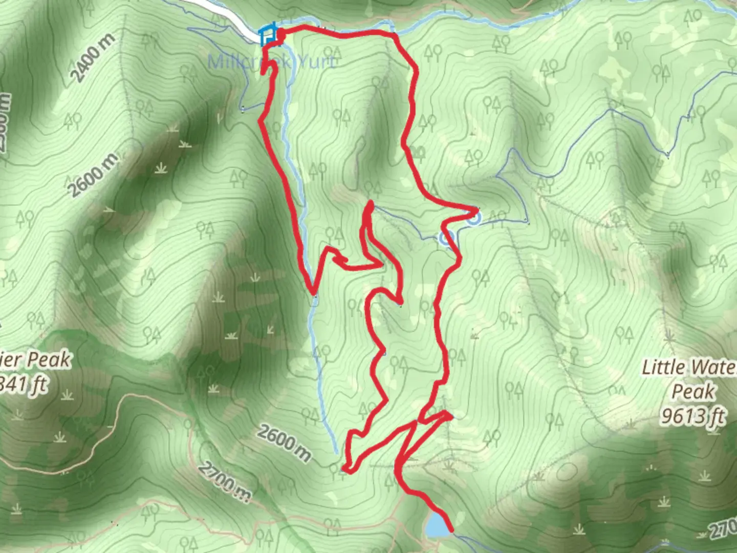 An image depicting the trail Big water Trail and Little Water Trail and its surrounding area.