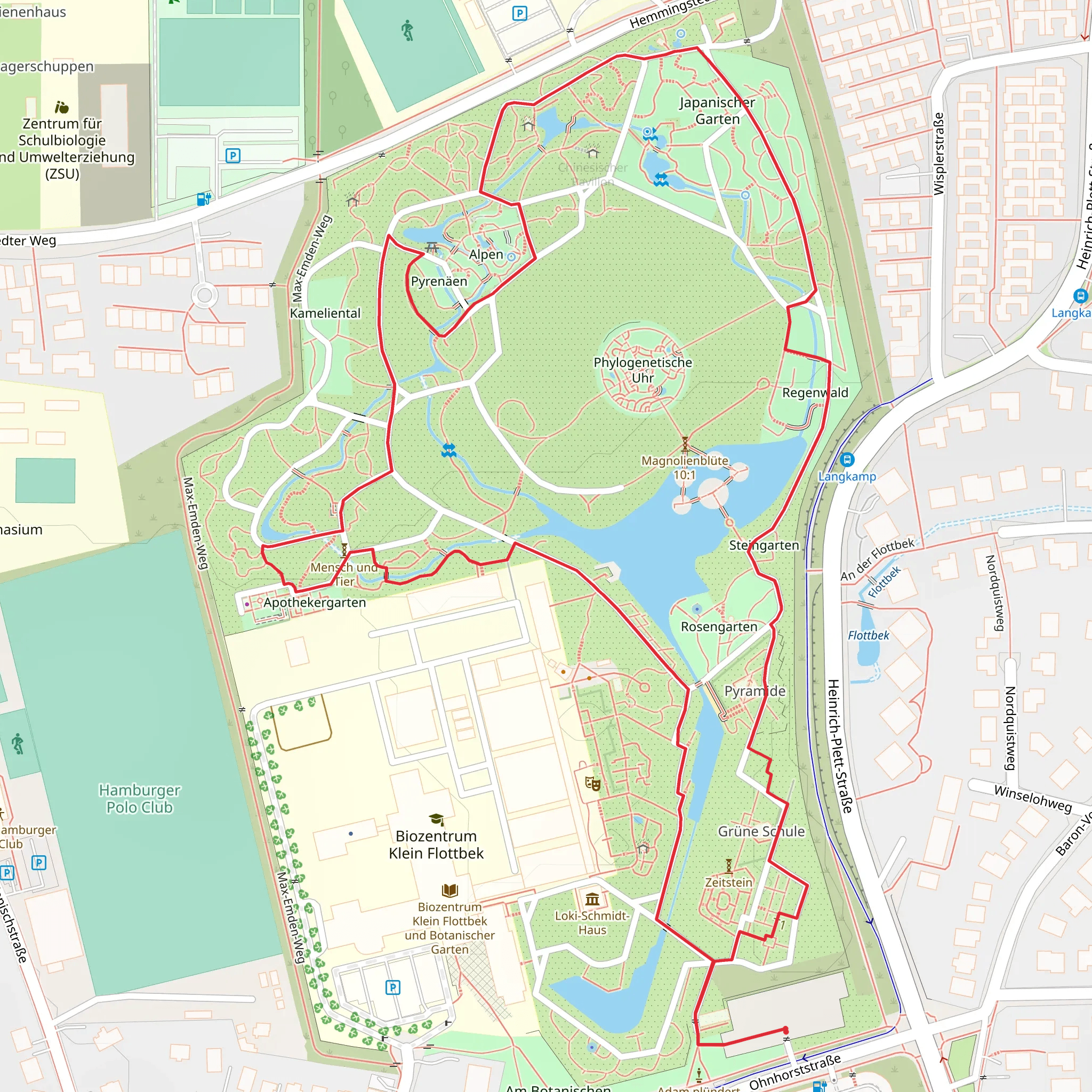 Loki-Schmidt Garten, Japanischer Garten and Steingarten Loop mobile static map
