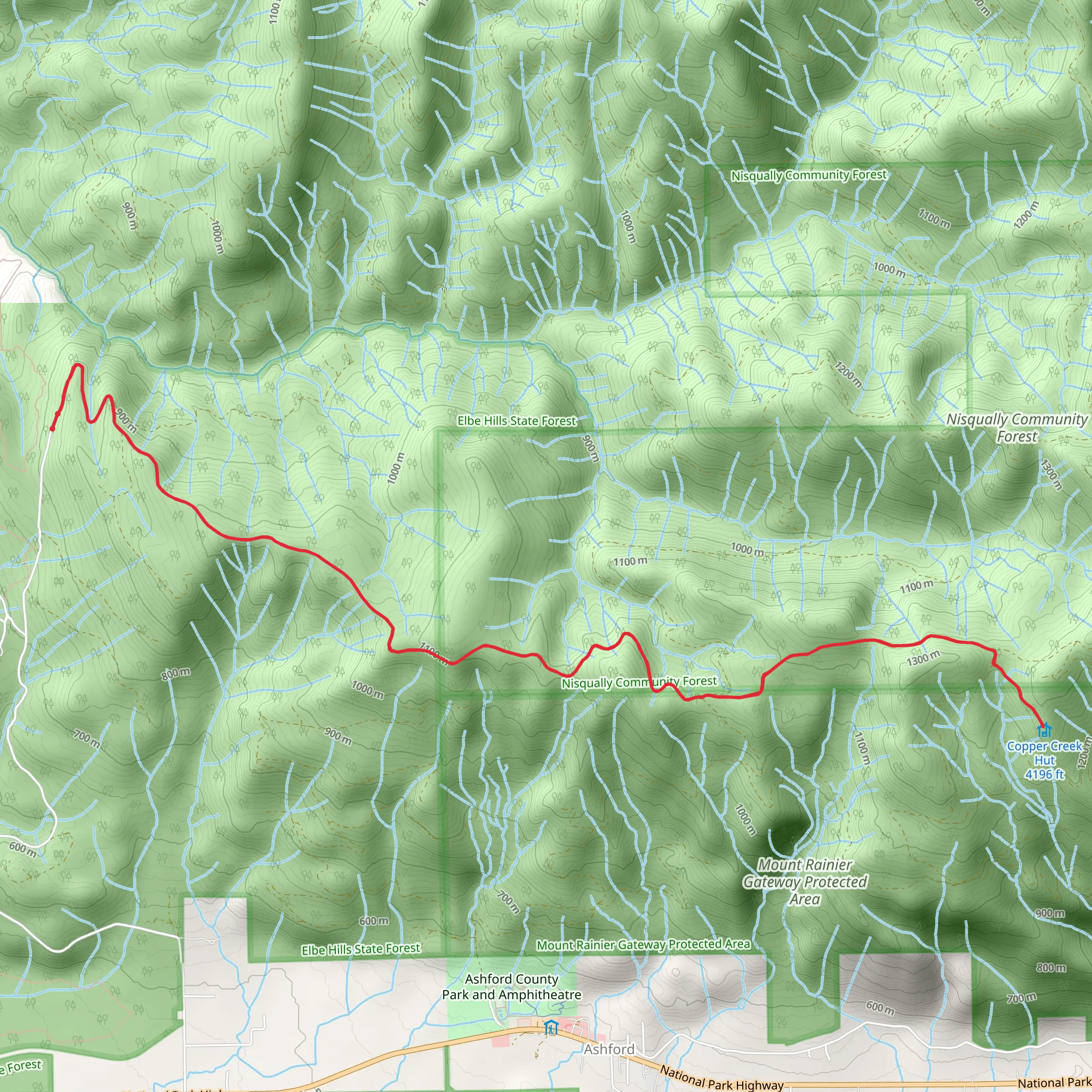 Walk to Copper Creek Hut mobile static map