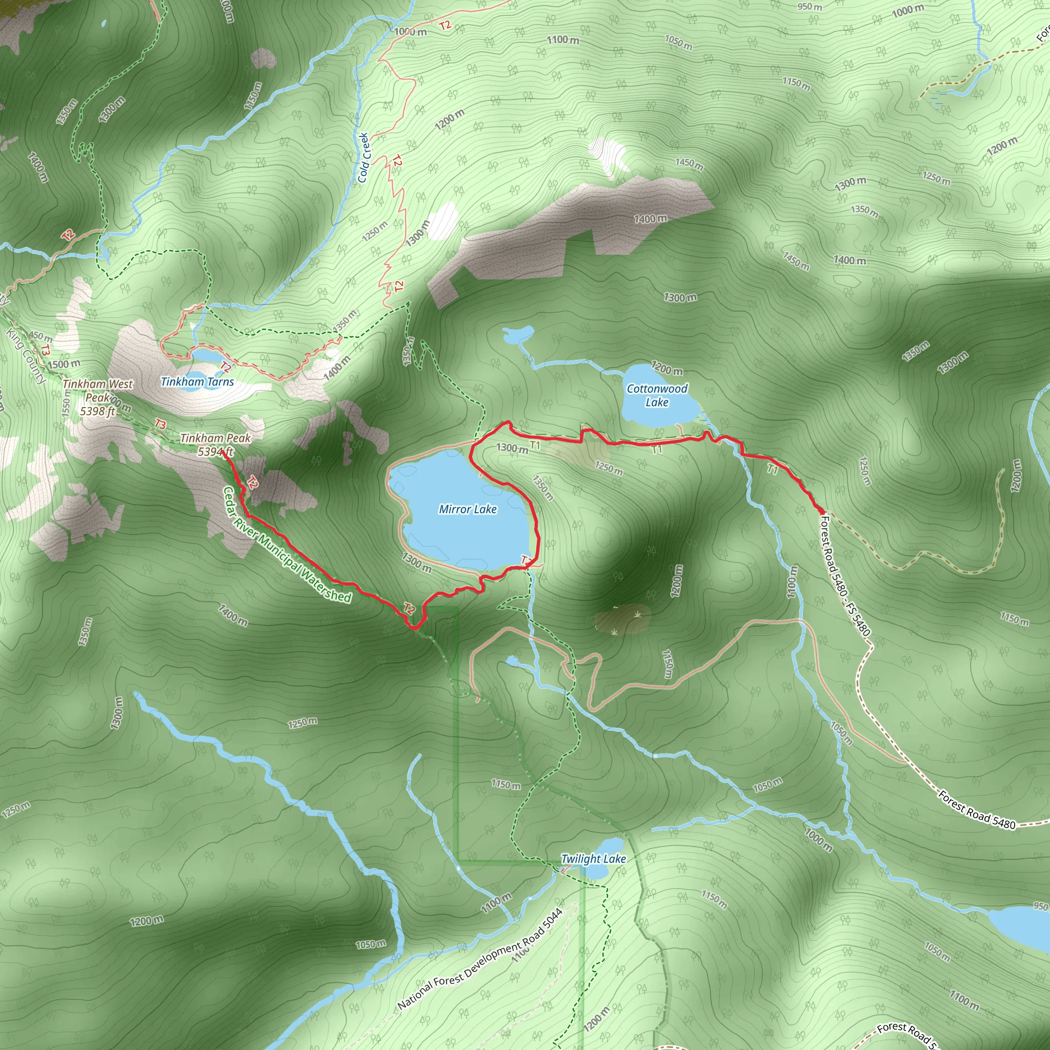 Tinkham Peak - Tinkham East Boot Trail mobile static map