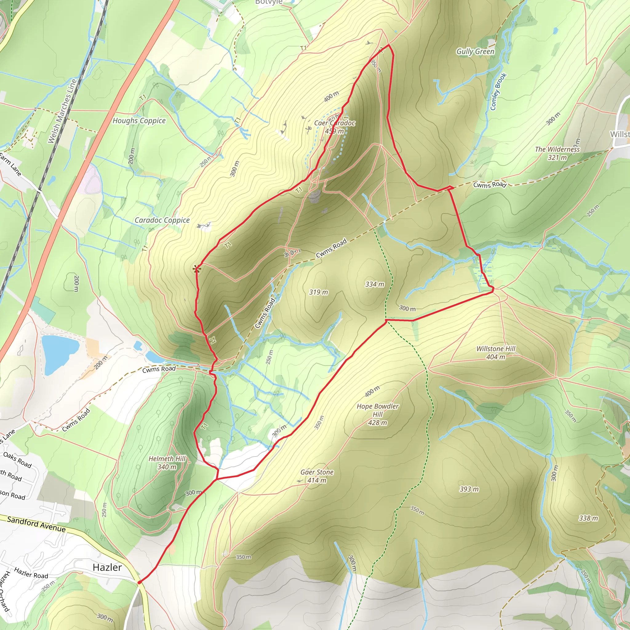 Caer Caradoc Loop mobile static map