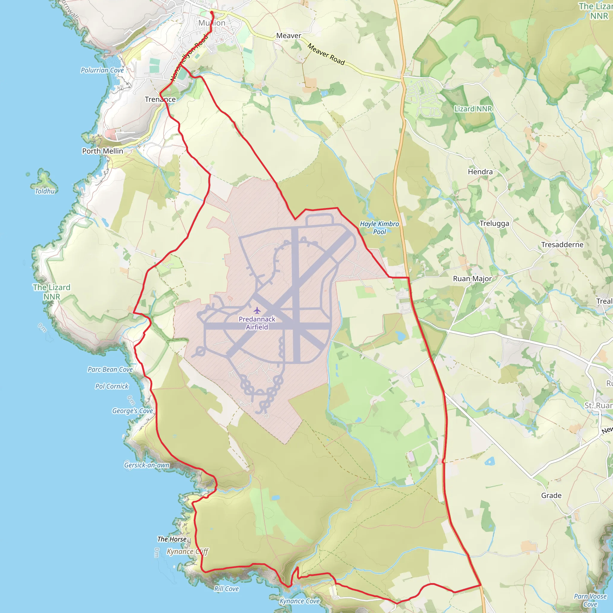 Predannack Airfield and Kynance Cove Loop from Mullion mobile static map