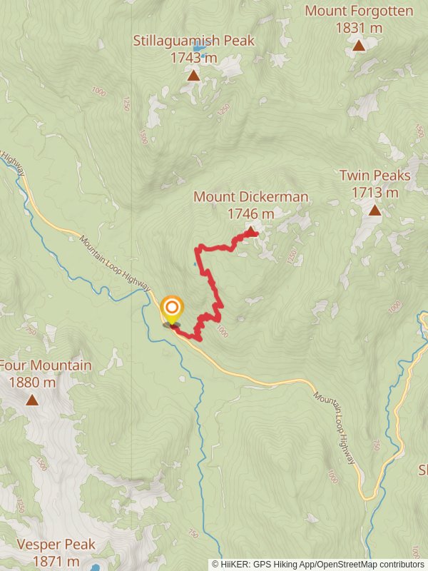 Dickerman Mountain Trail mobile static map