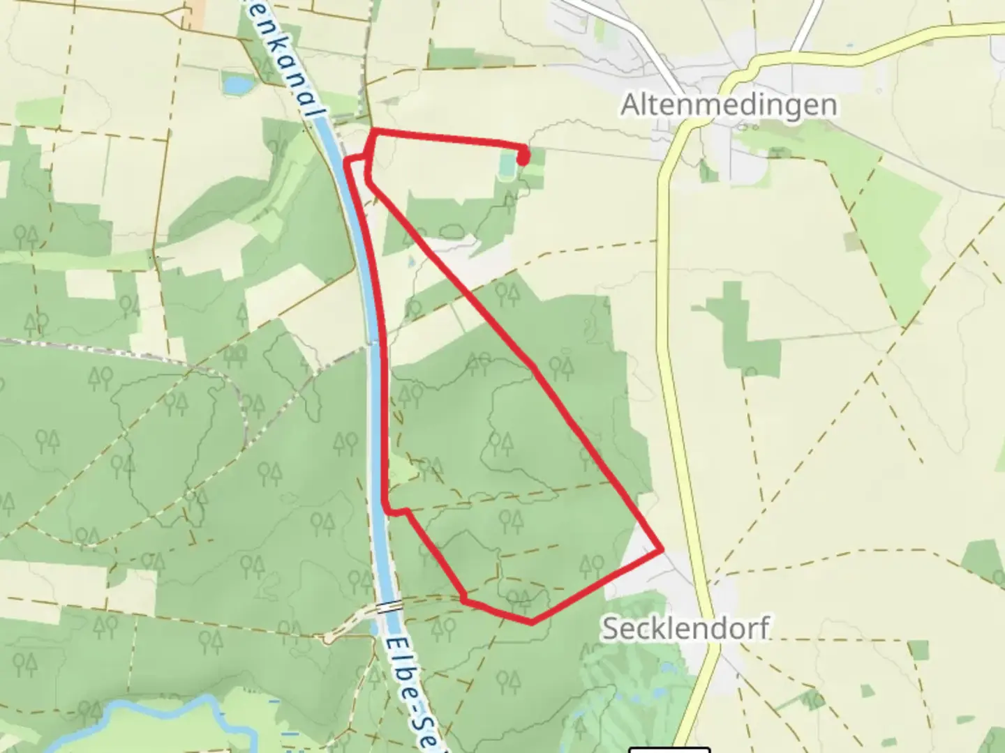 An image depicting the trail Grosse Runde 2 - Altenmedingen and its surrounding area.