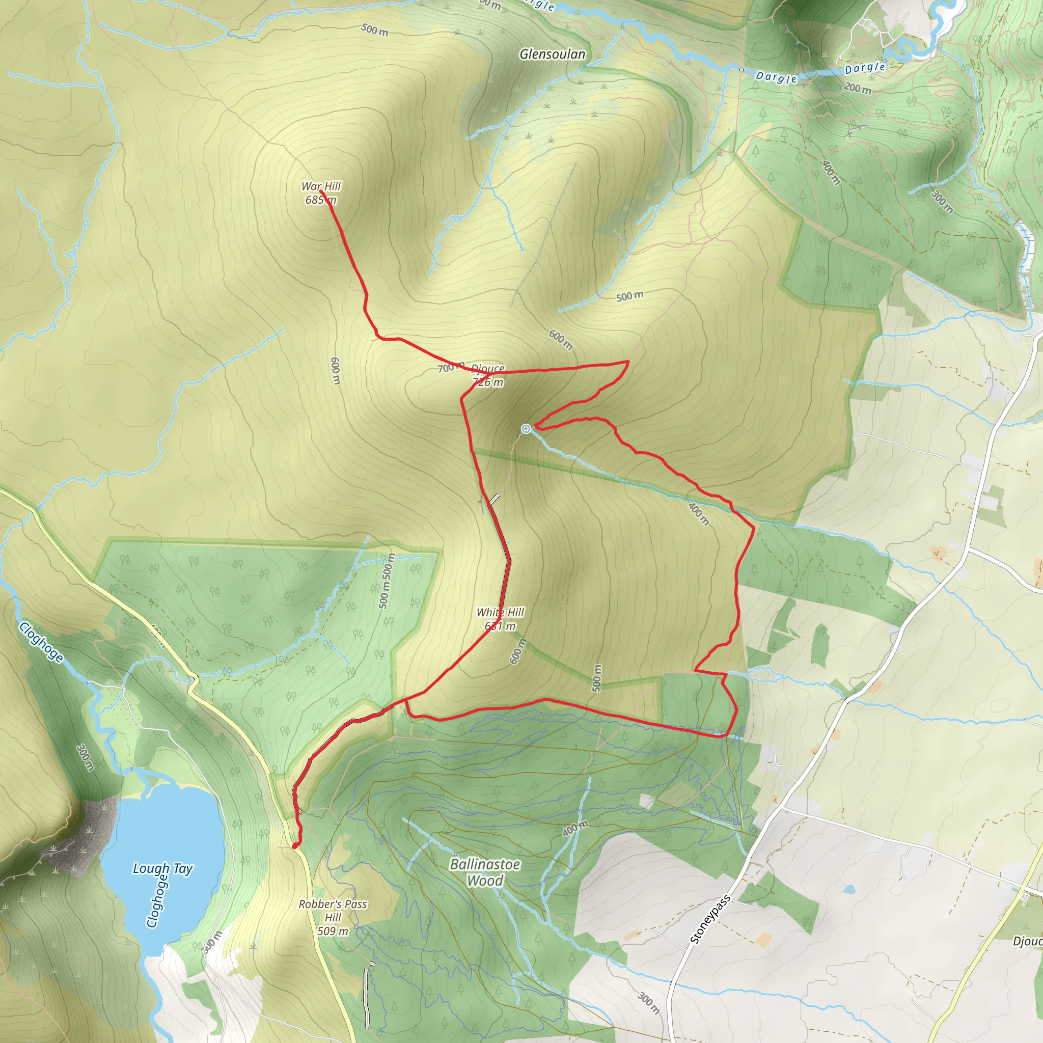 War Hill from Ballinastoe Wood mobile static map