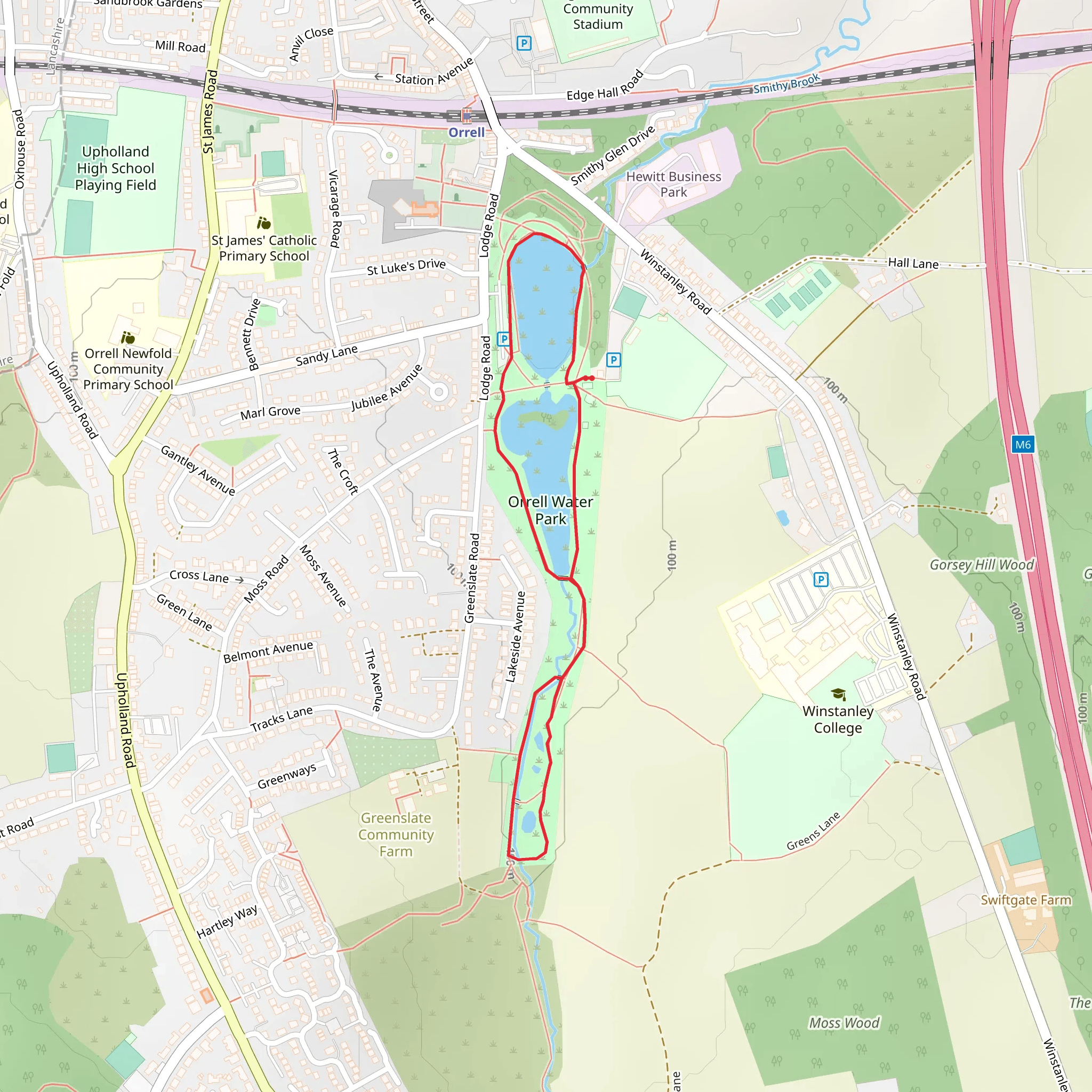 Orrell Water Park Loop mobile static map