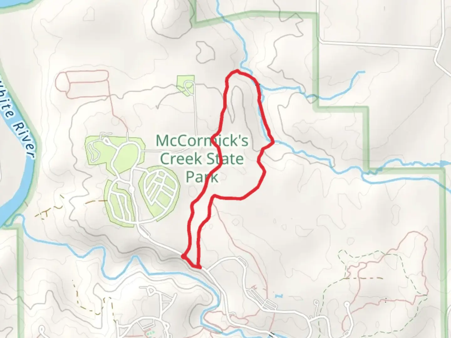 An image depicting the trail McCormick's Creek State Park - Trail 5 Loop and its surrounding area.
