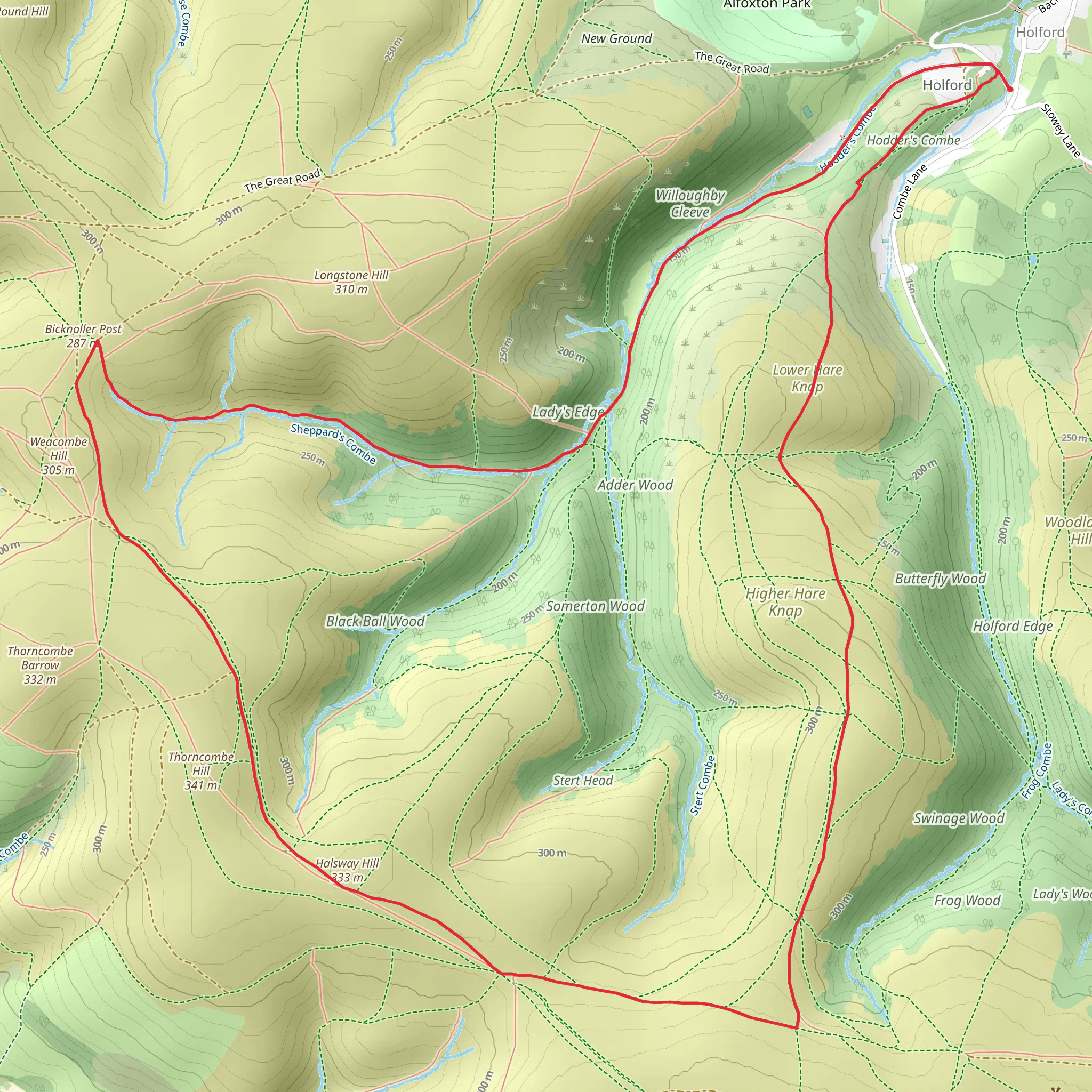 Hodder's Combe - Bicknoller Post and Higher Hare Knap mobile static map