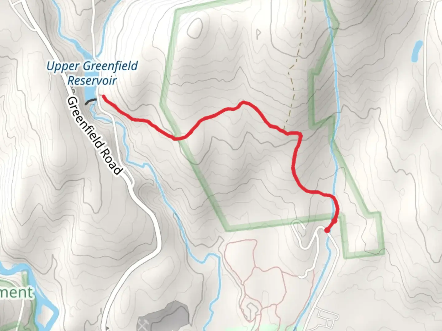An image depicting the trail Upper Greenfield Reservoir Out and Back and its surrounding area.